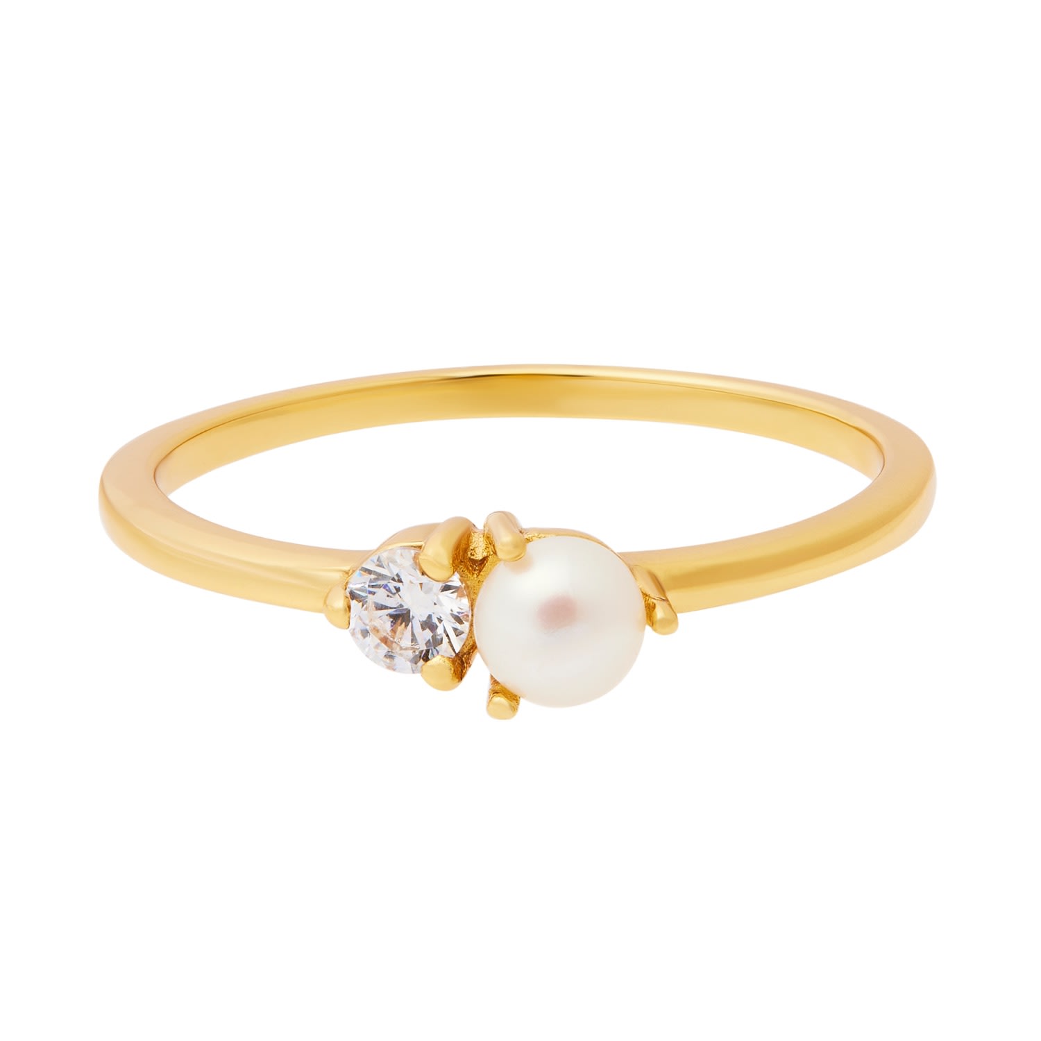 Women’s White / Gold Pearl Sparkle Duo Ring - Gold Cartilage Cartel