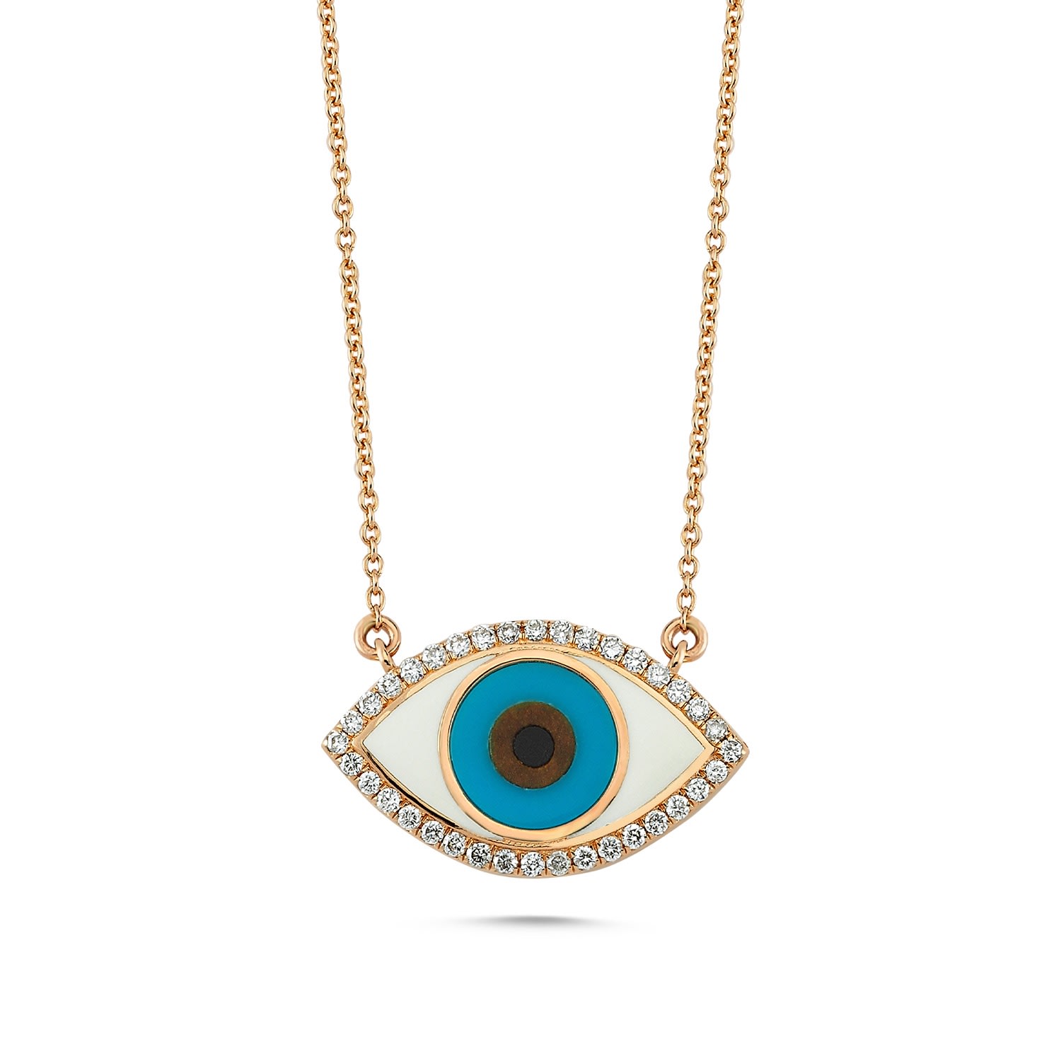 Women’s Eyeful Eye Enamel Diamond Rose Gold Necklace Luxo Diamond