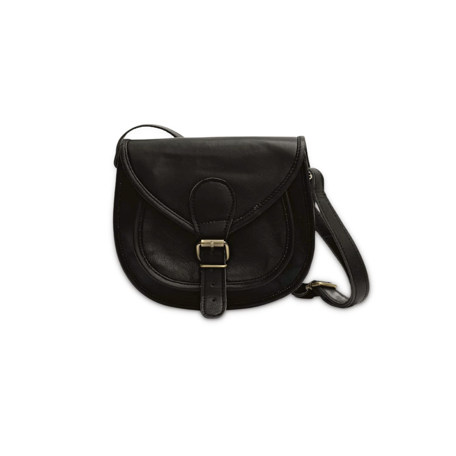 Women’s Black Leather Saddle Bag - Small Vida Vida