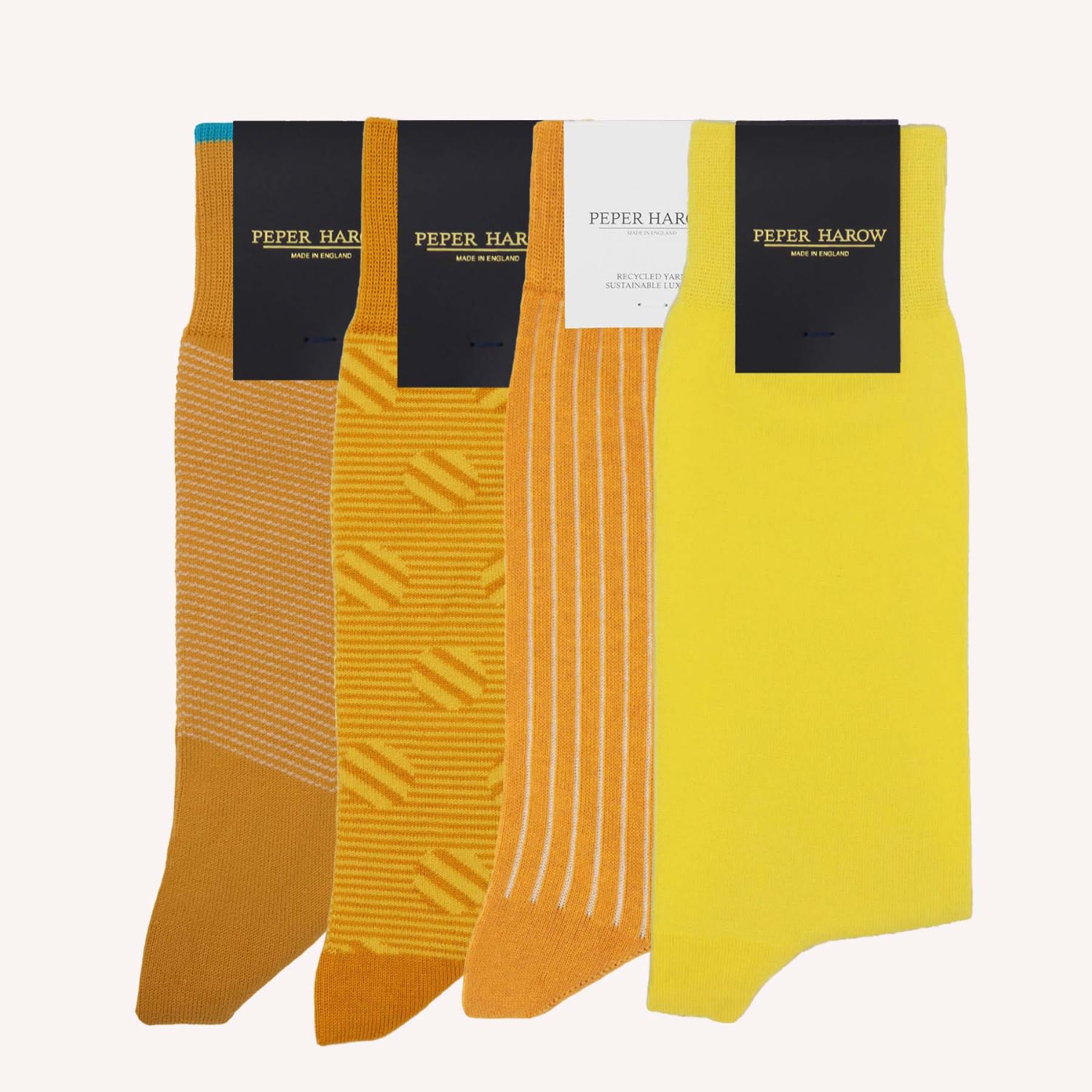 Yellow / Orange Men’s Luxury Sock Bundle - Yellow One Size Peper Harow - Made in England