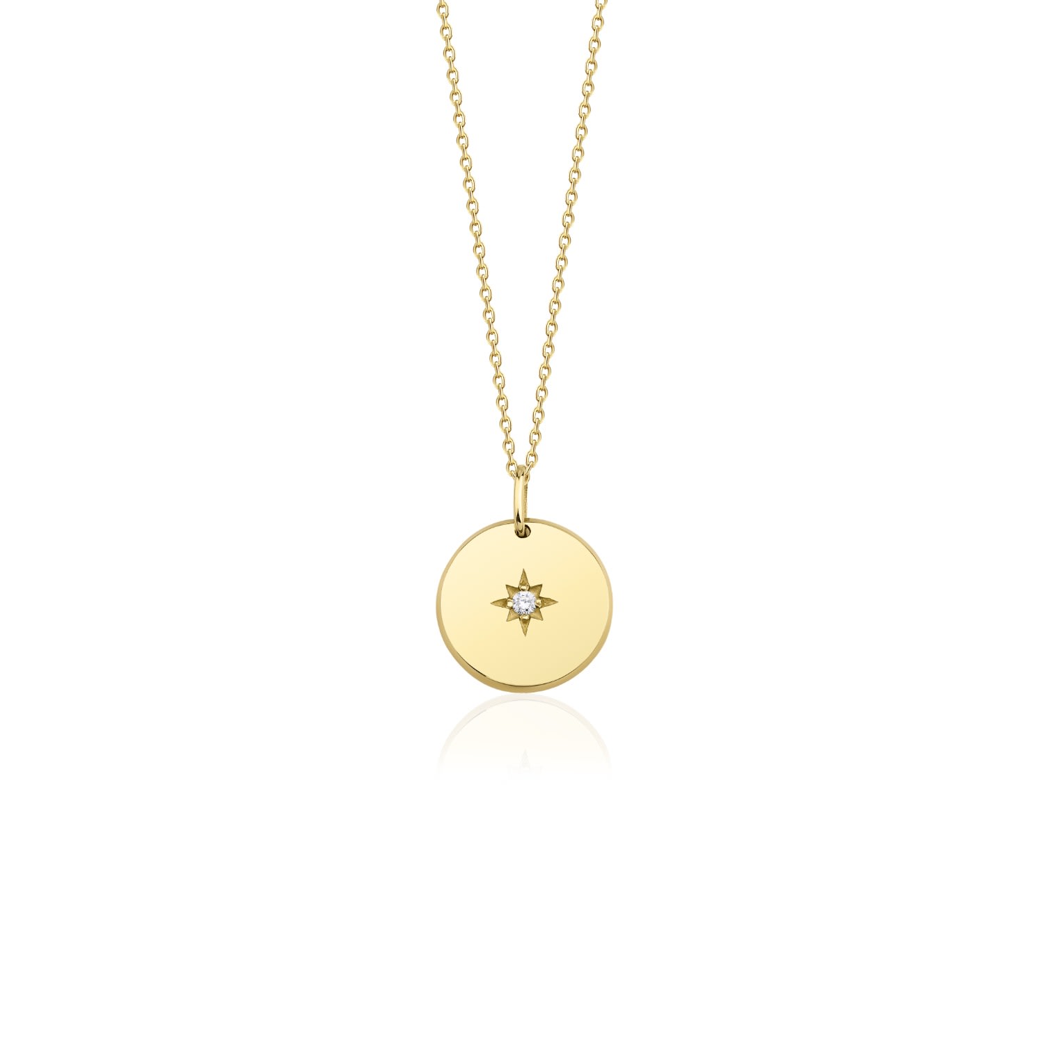 Women’s Gold North Star Medallion Necklace, Diamond North Star Necklace Jewelsty Fine Jewelry