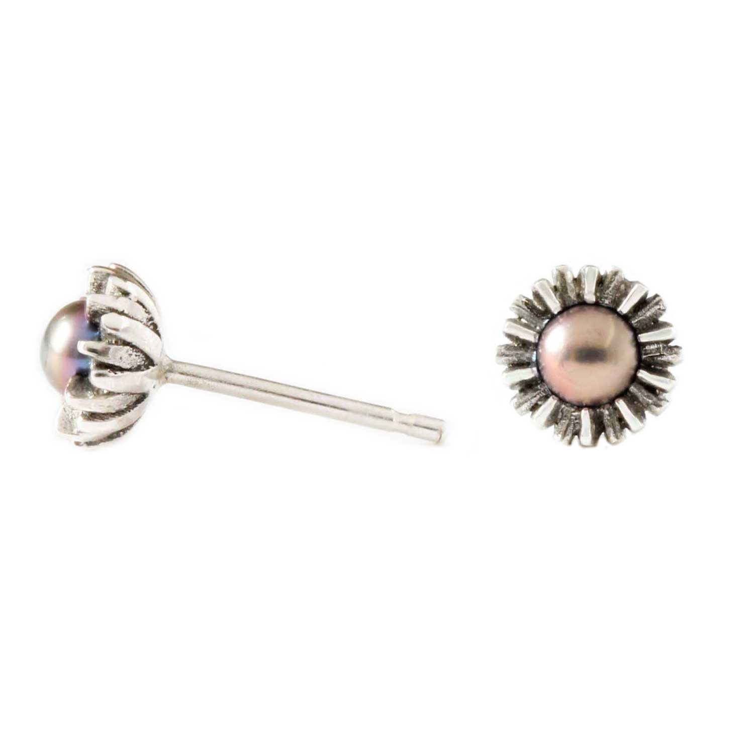 Women’s Dahlia Bud Peacock Pearl Earrings - Silver Lee Renee