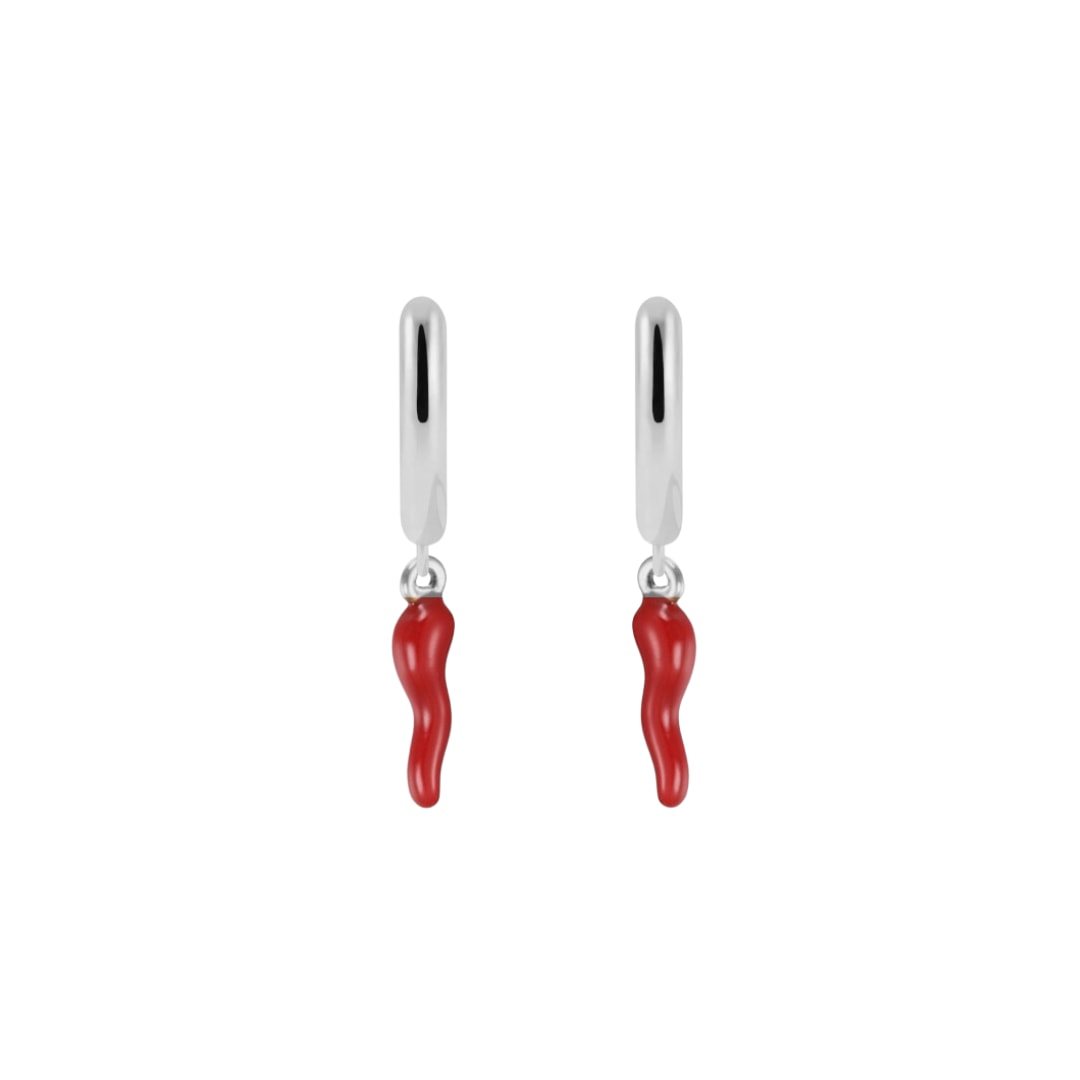 Women’s Red / Silver Og Chilli Hoop Earrings: Silver The Messy Archive