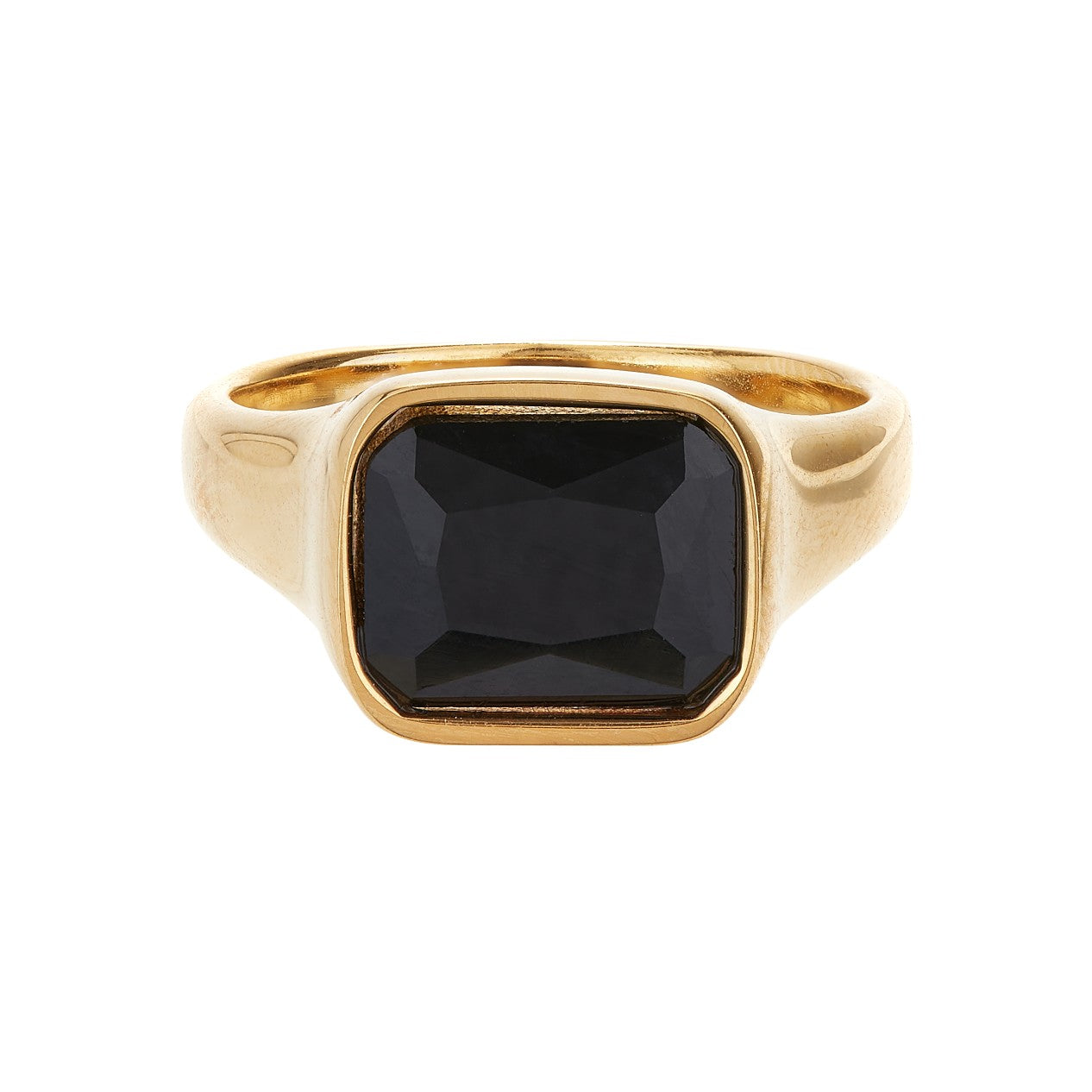 Women’s Gold / Black Square Gold Cocktail Ring: Black Ballinger