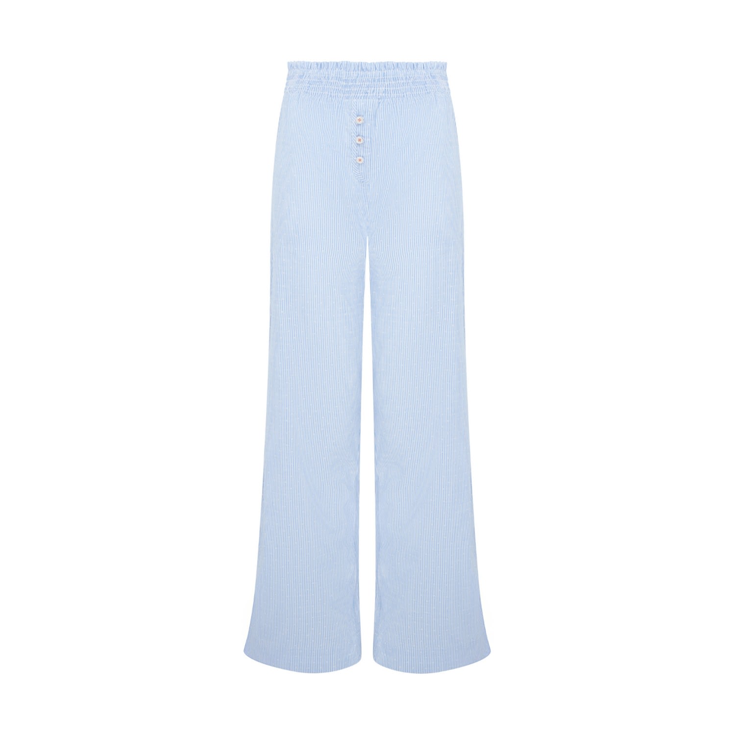 Women’s Chicory Striped Woven-Cotton Pyjama Trousers - Mountain Blue Large Peachaus