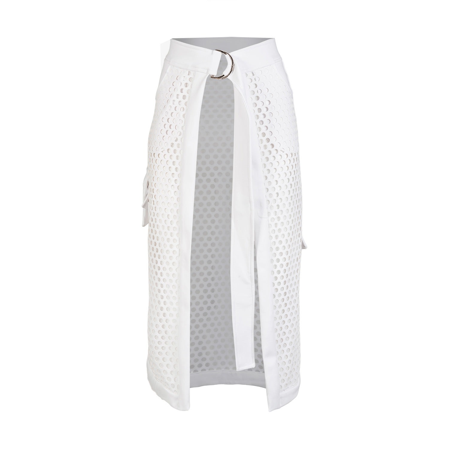 Women’s White Perforated Accessory Skirt Bianco Extra Small Balletto Athleisure Couture