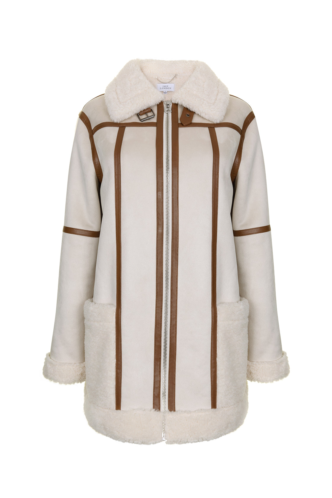 Women’s Neutrals / White Alice Recycled Faux Shearling Panelled Coat Ivory Small Issy London