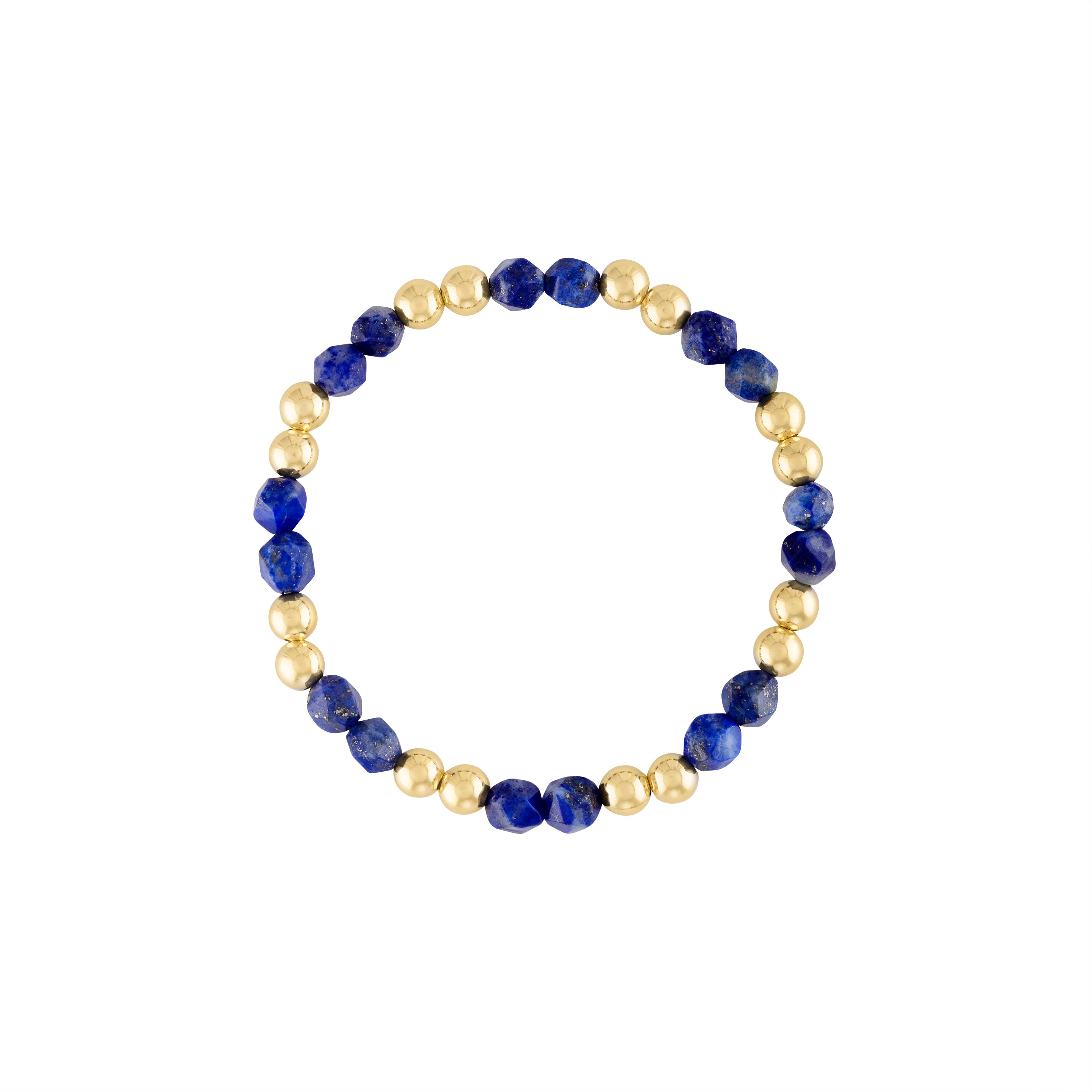 Women’s Blue Lapis Lazuli Power Gem Gold Bubble Beaded Bracelet Olivia Le