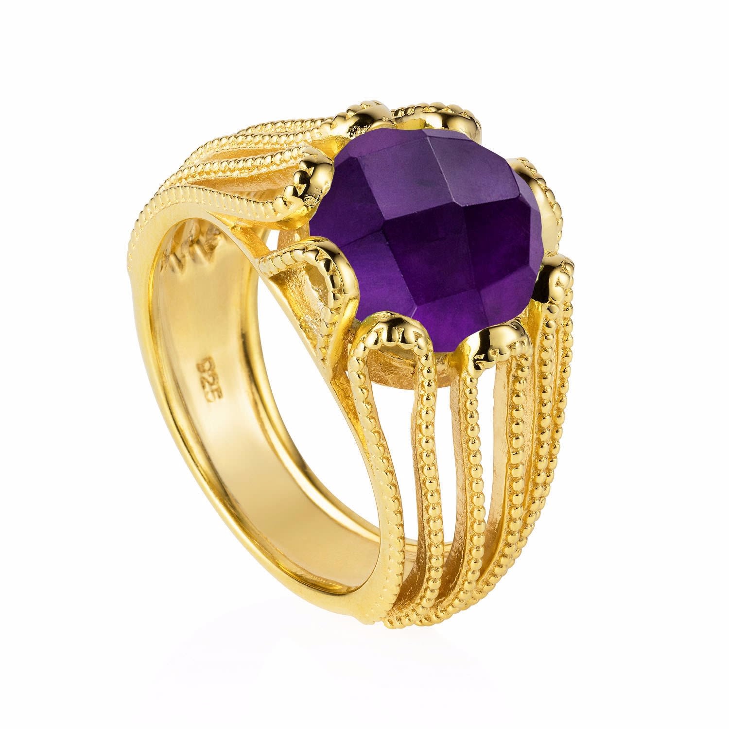 Women’s Gold Cocktail Ring Purple Amethyst Alessia Neola Design