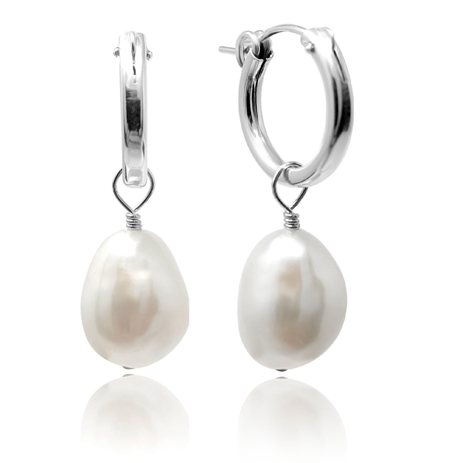 Women’s Sia Sterling Silver Baroque Pearl Hoop Earrings Kiri & Belle