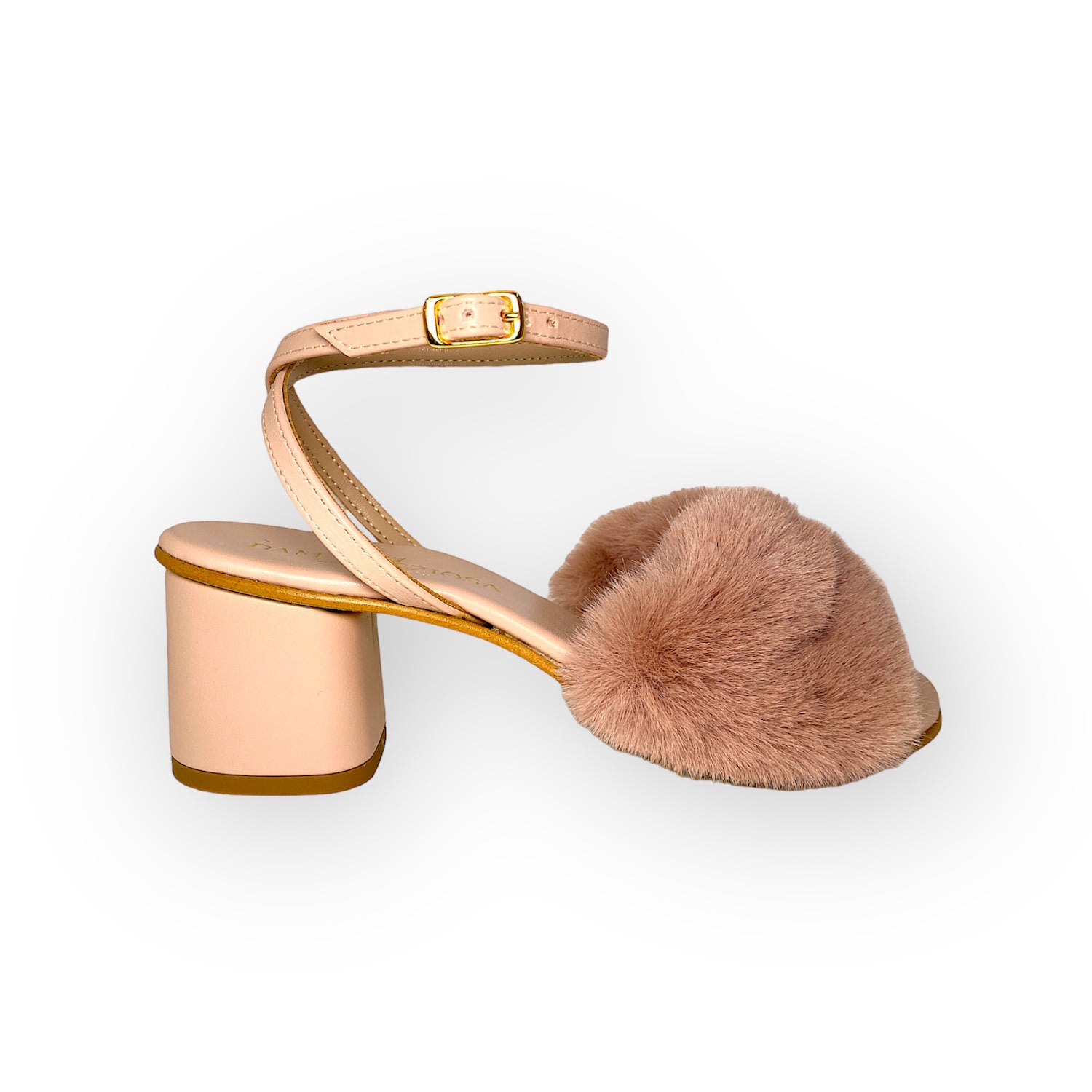 Women’s Neutrals Camilla Sandal In Nude Pink Faux Fur With Crystal 7 Uk Damapreziosa