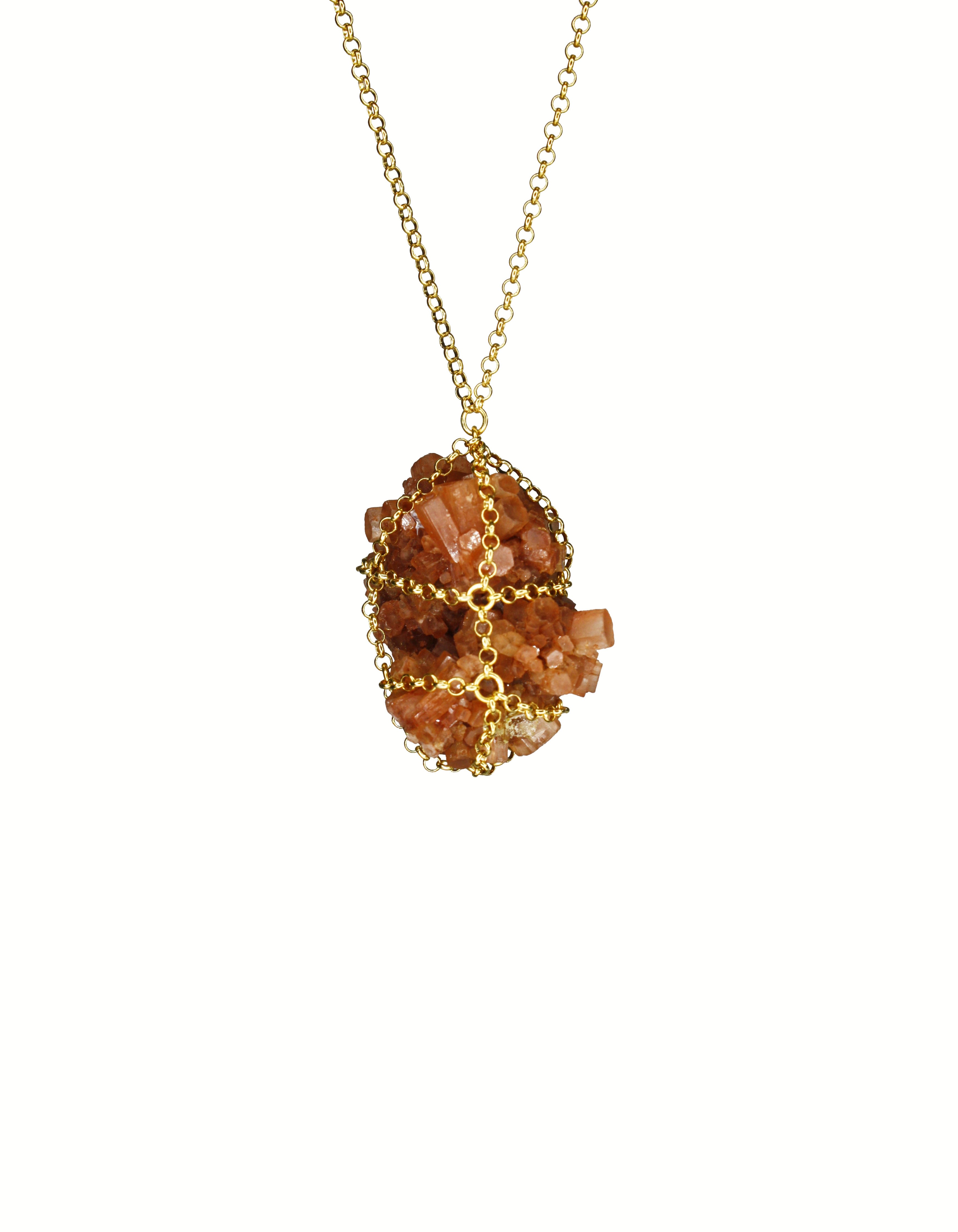 Women’s Gold Caged Vanadinite "Heart" Necklace Mhart