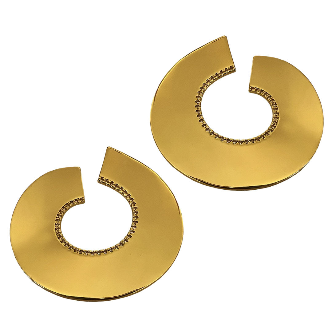 Women’s White / Gold Aurora Disc Statement Earrings Syd and Pia Nyc