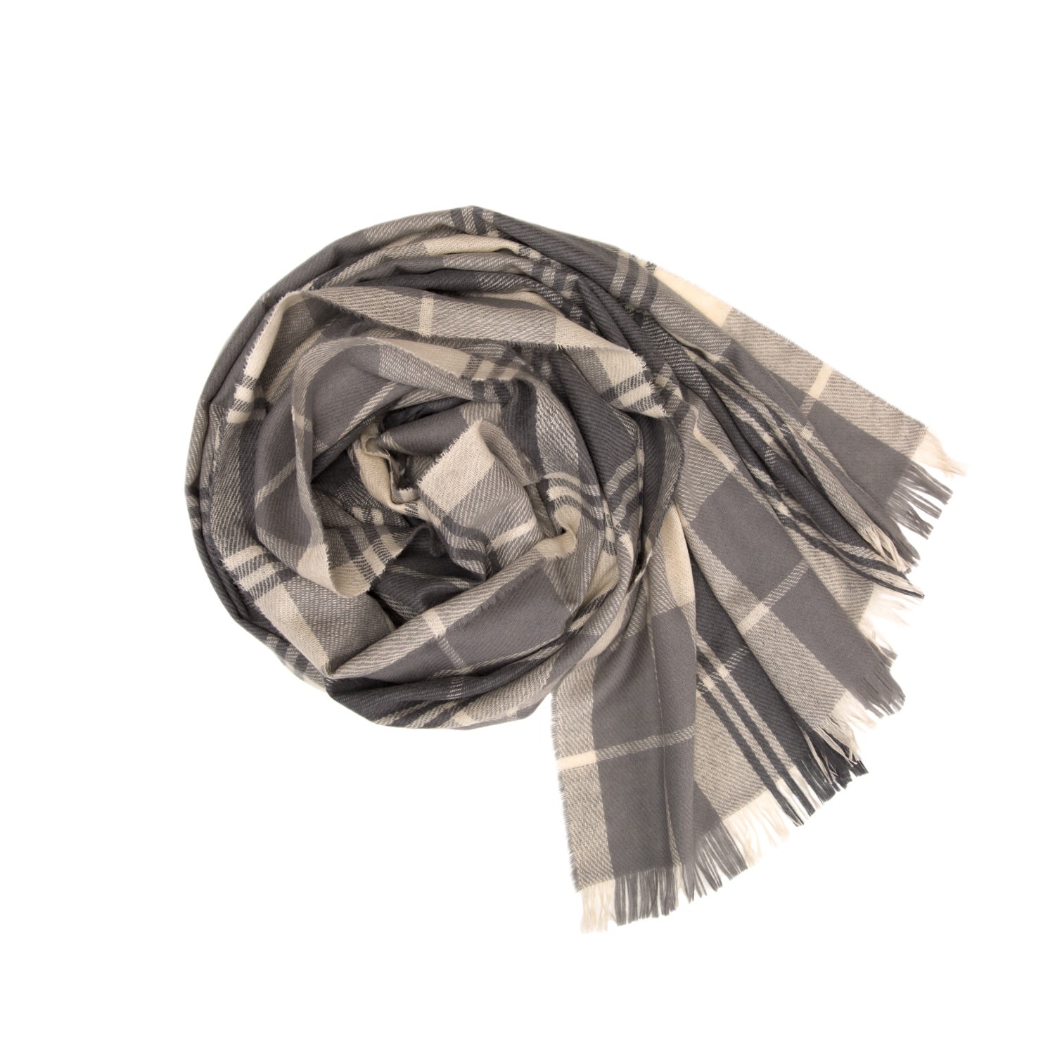 Women’s Grey / White Talisker Plaid Grey Cashmere Scarf Kinalba