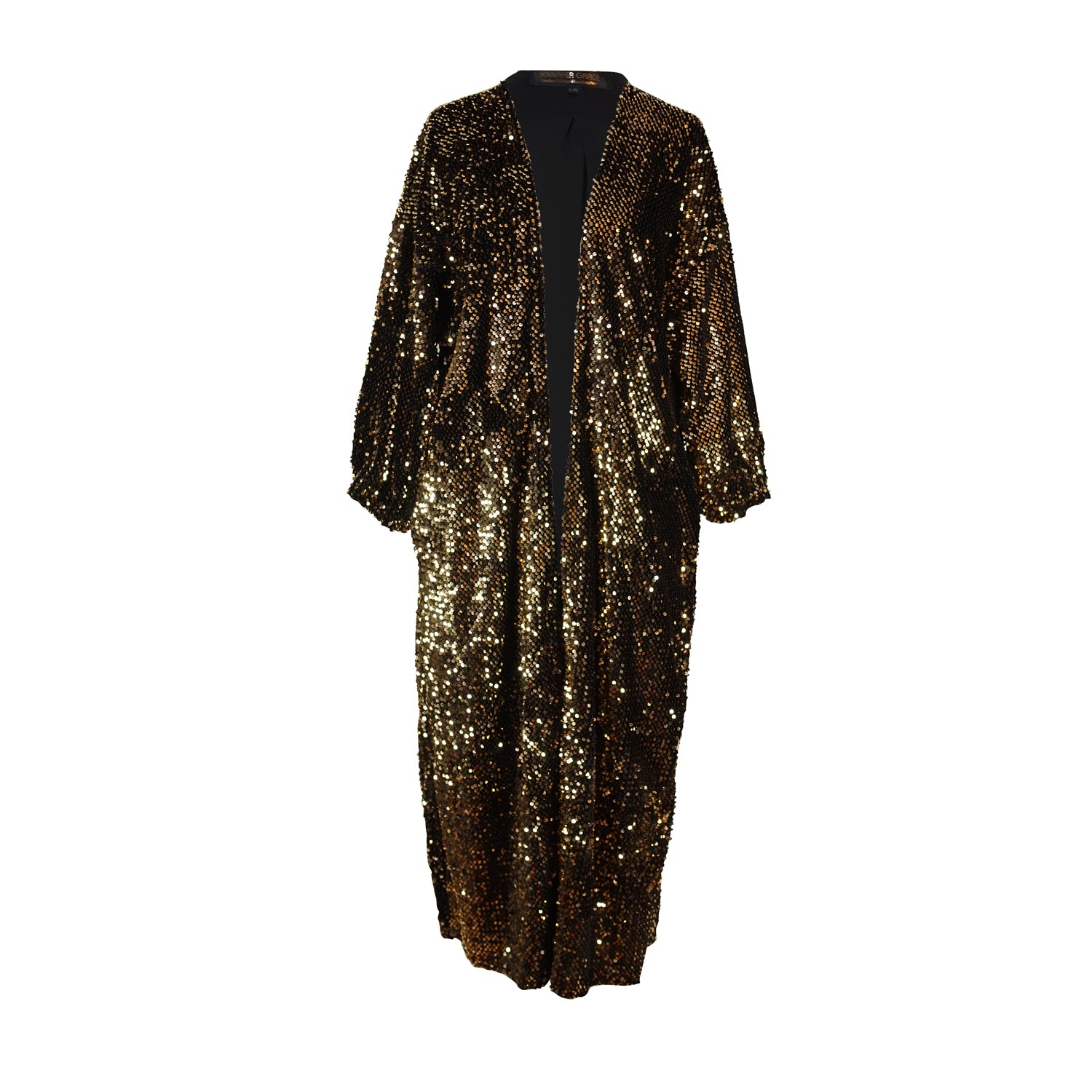 Women’s Gold / Black Gold Sequin Cocoon Jacket S/M Jennafer Grace