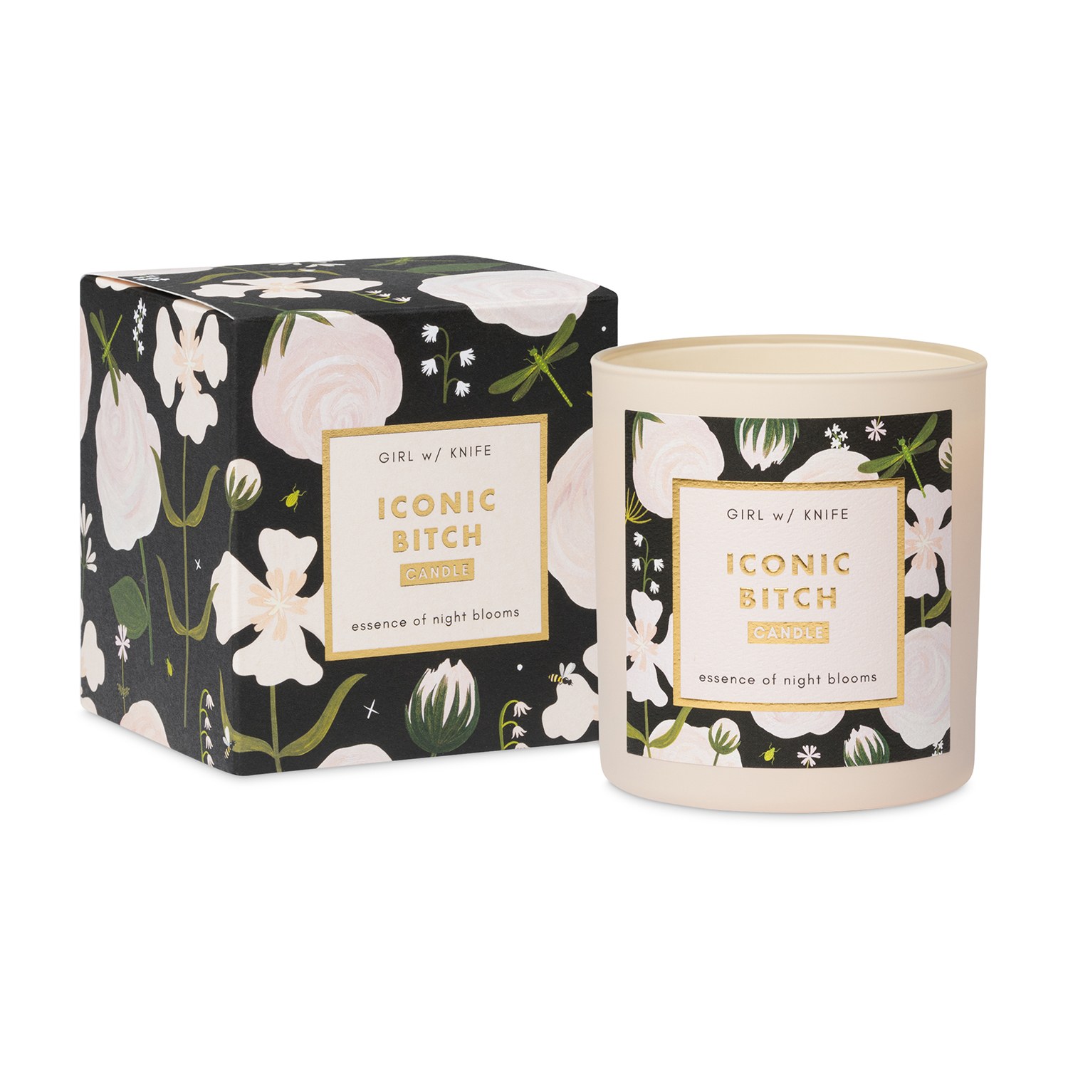 Black Iconic Bitch Candle - Essence Of Night Blooms Girl W/ Knife