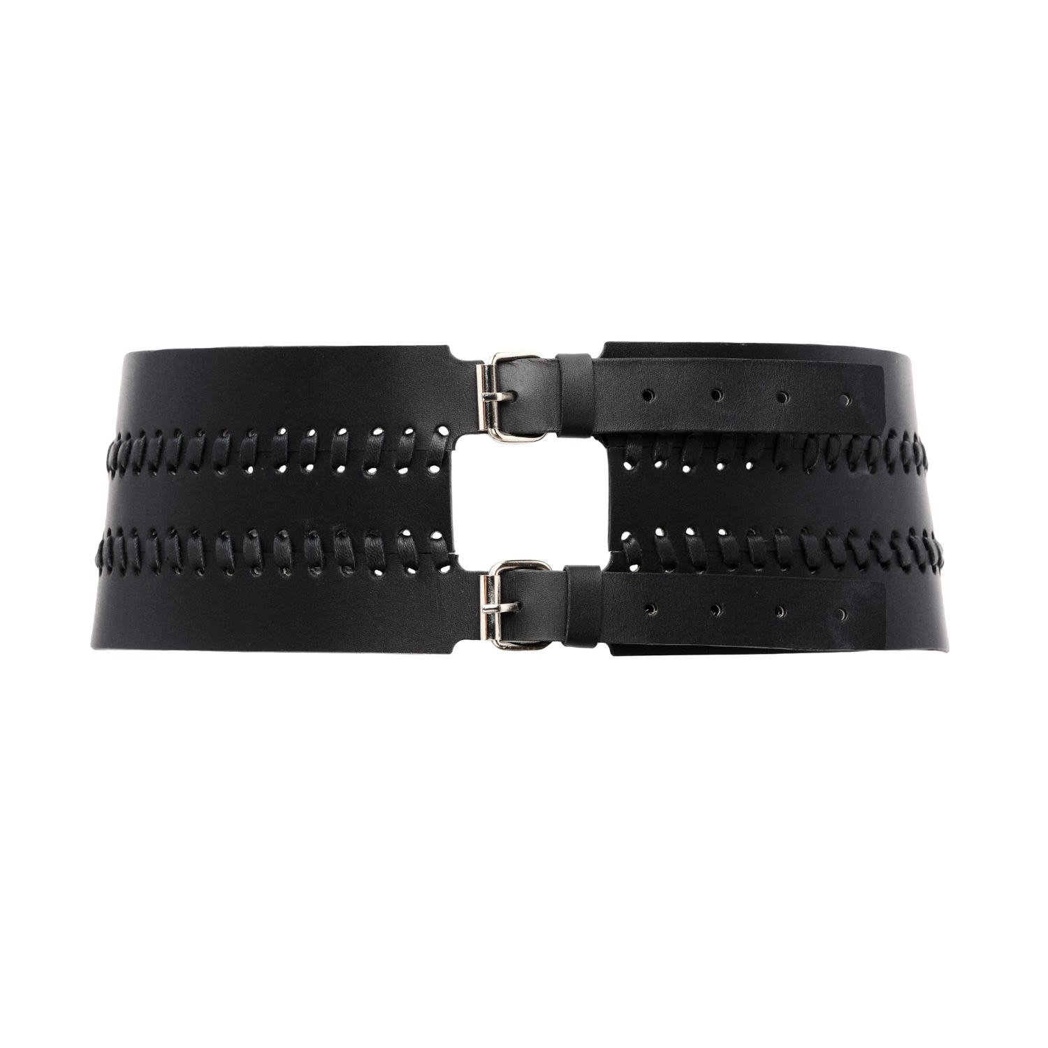 Women’s Waist Black Corset Leather Belt Frida 34" Plik X Haya