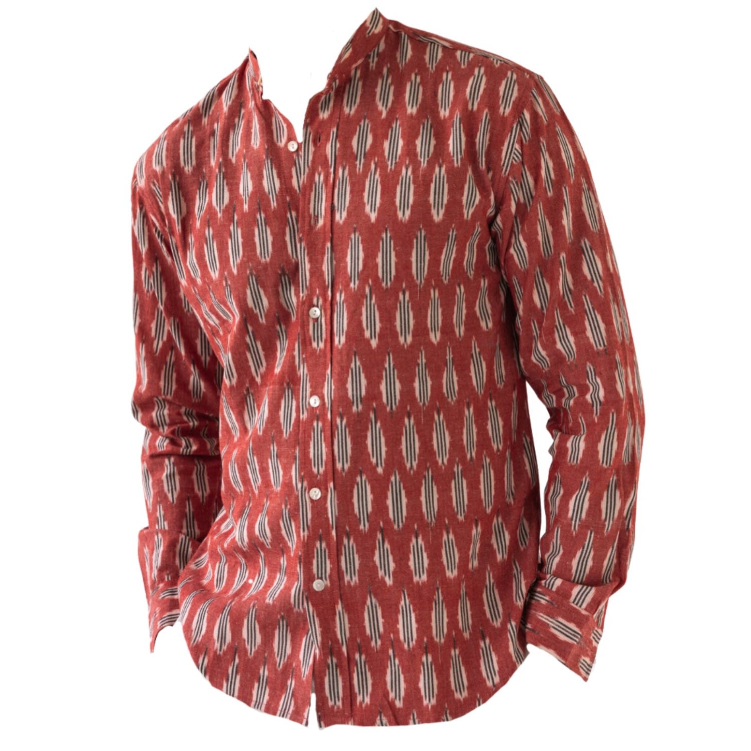 Men’s Red Ikat Woven Cotton Shirt Small Otherland Club