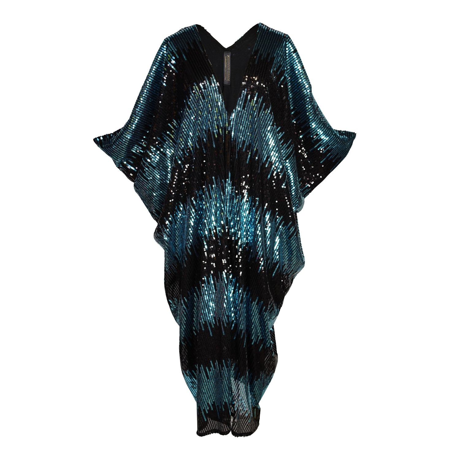 Women’s Black / Blue Neptune Sequin Caftan Kaftan Dress One Size Jennafer Grace