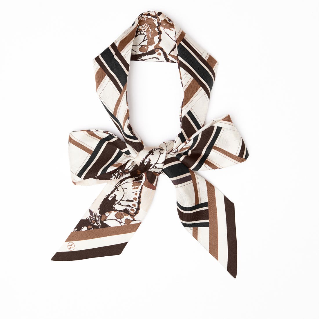 Women’s Neutrals Lost Pattern X Leatherology Silk Twilly Scarf - Neutral One Size Lost Pattern Nyc