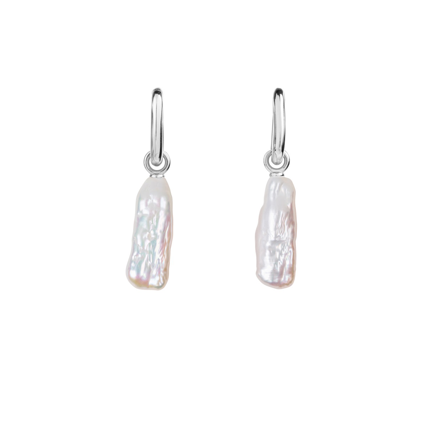 Women’s White / Silver Aetia Long Baroque Pearl Hoop Earrings - Silver- Small Ora Pearls