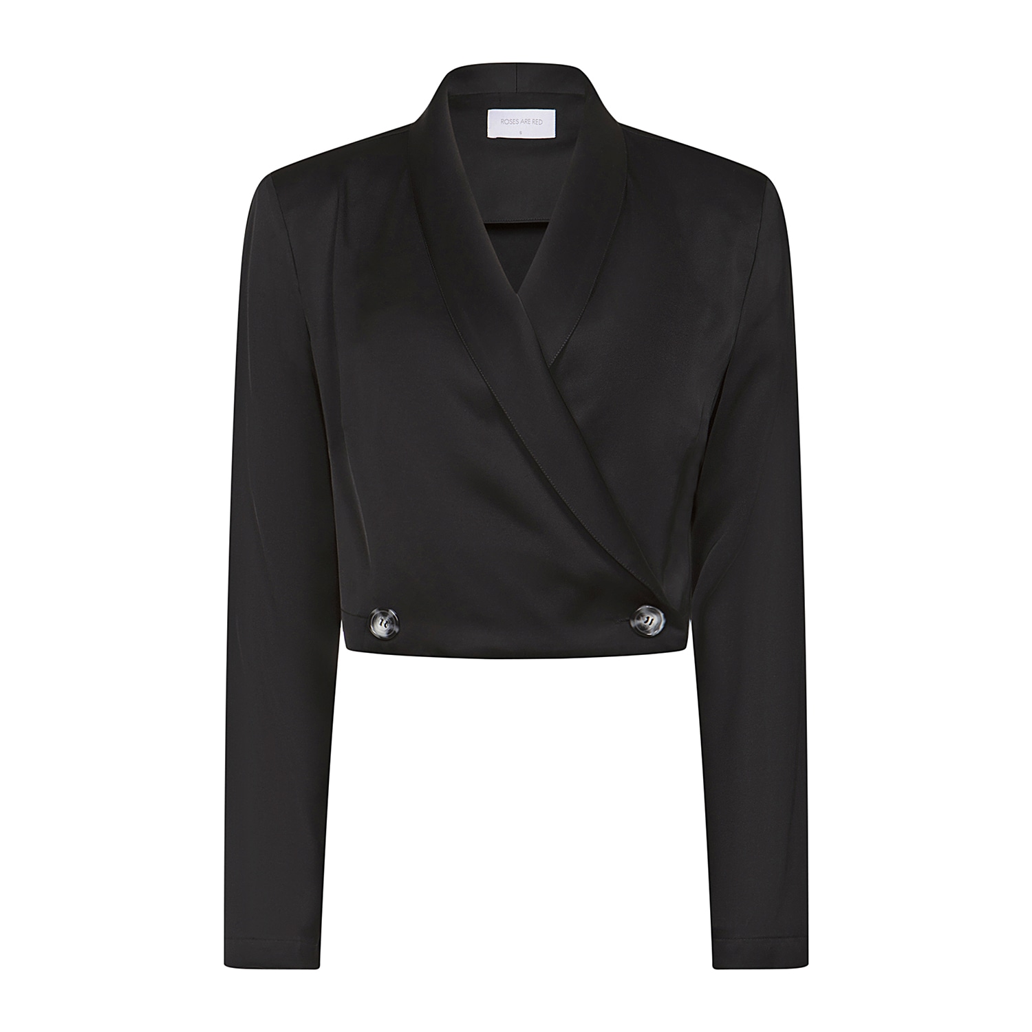 Women’s Cropped Blazer In Black Large Roses are Red