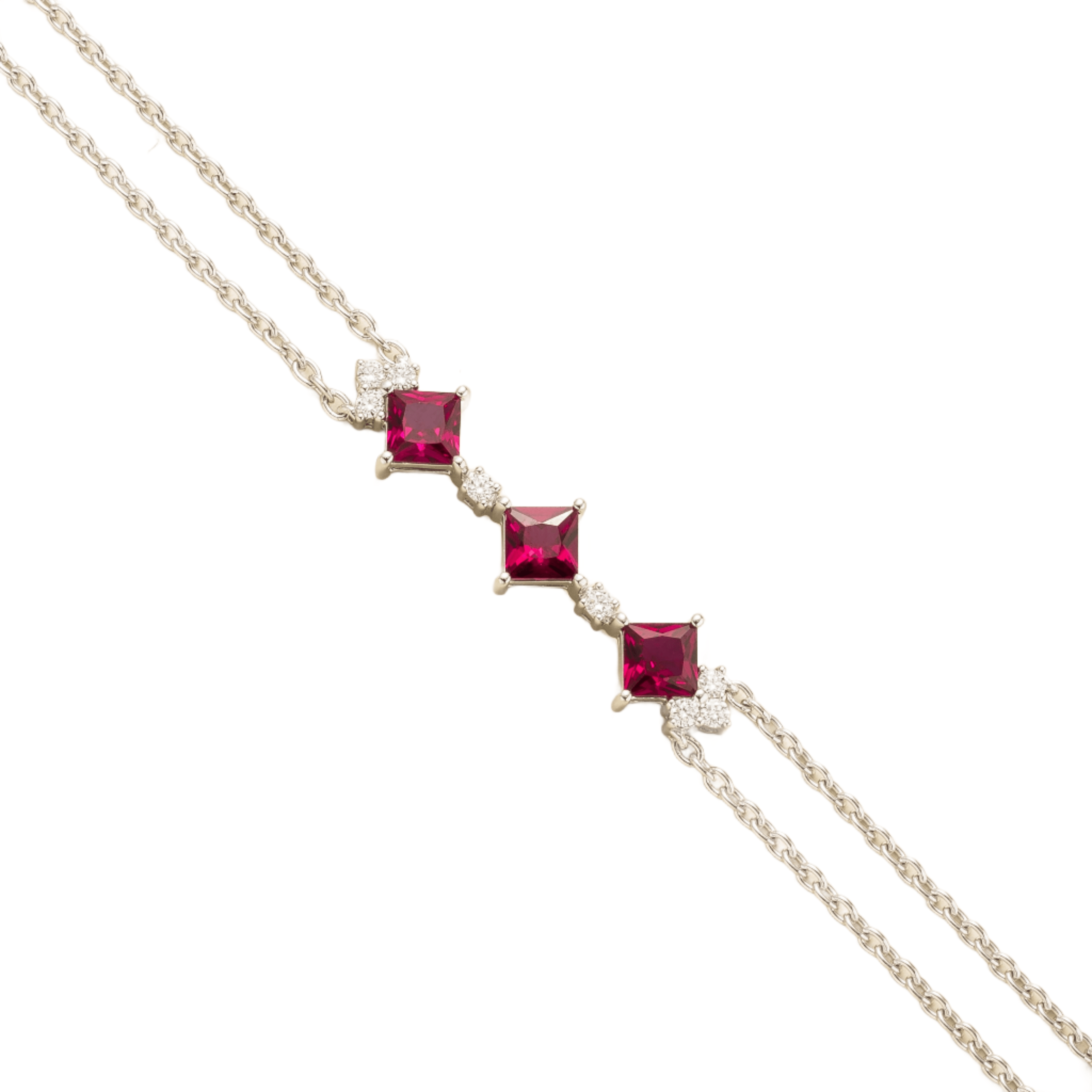 Women’s White / Red / Silver Forma White Gold Bracelet In Ruby & Diamond Juvetti