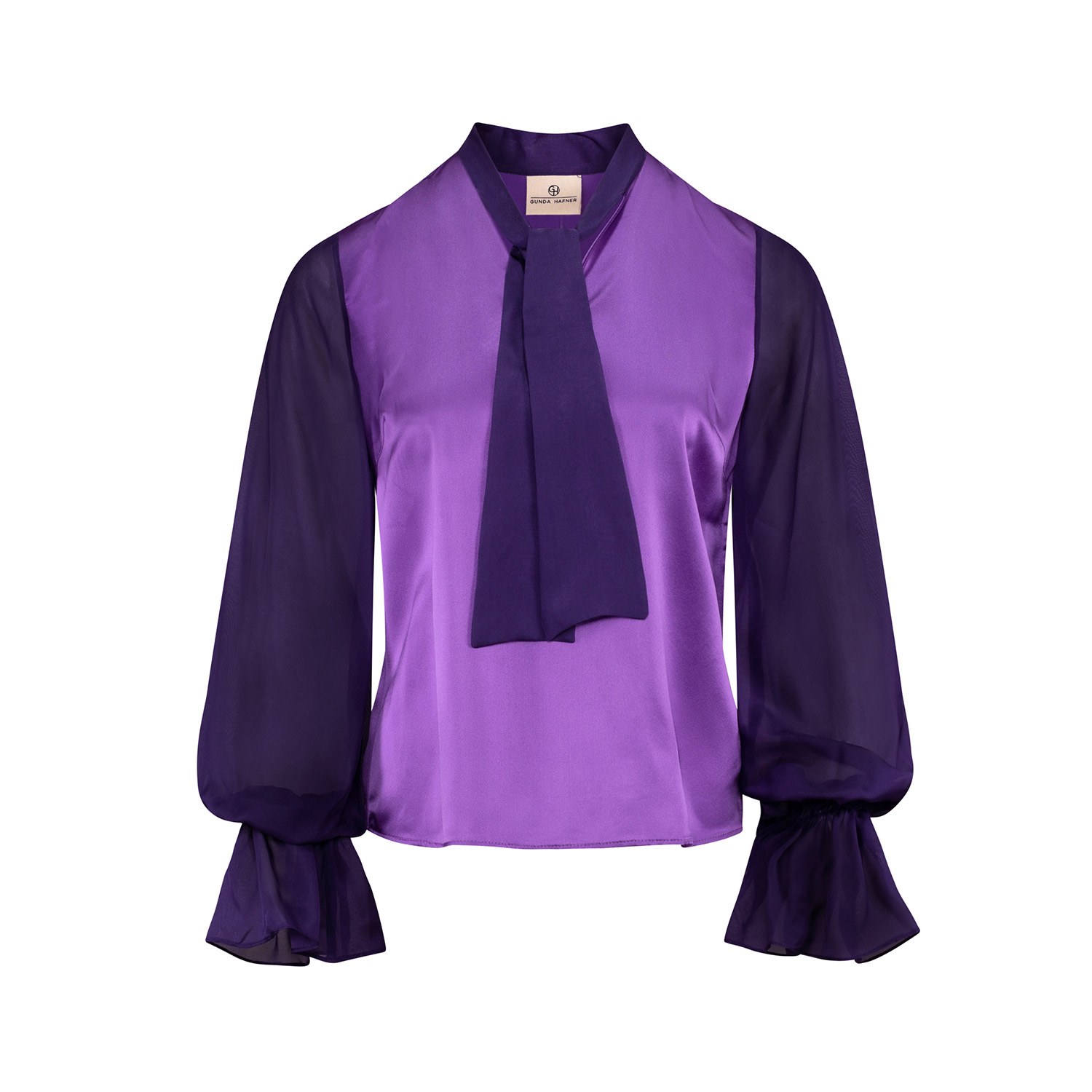 Women’s Pink / Purple Violet Silk Blouse With Sheer Sleeves Extra Small Gunda Hafner Ltd