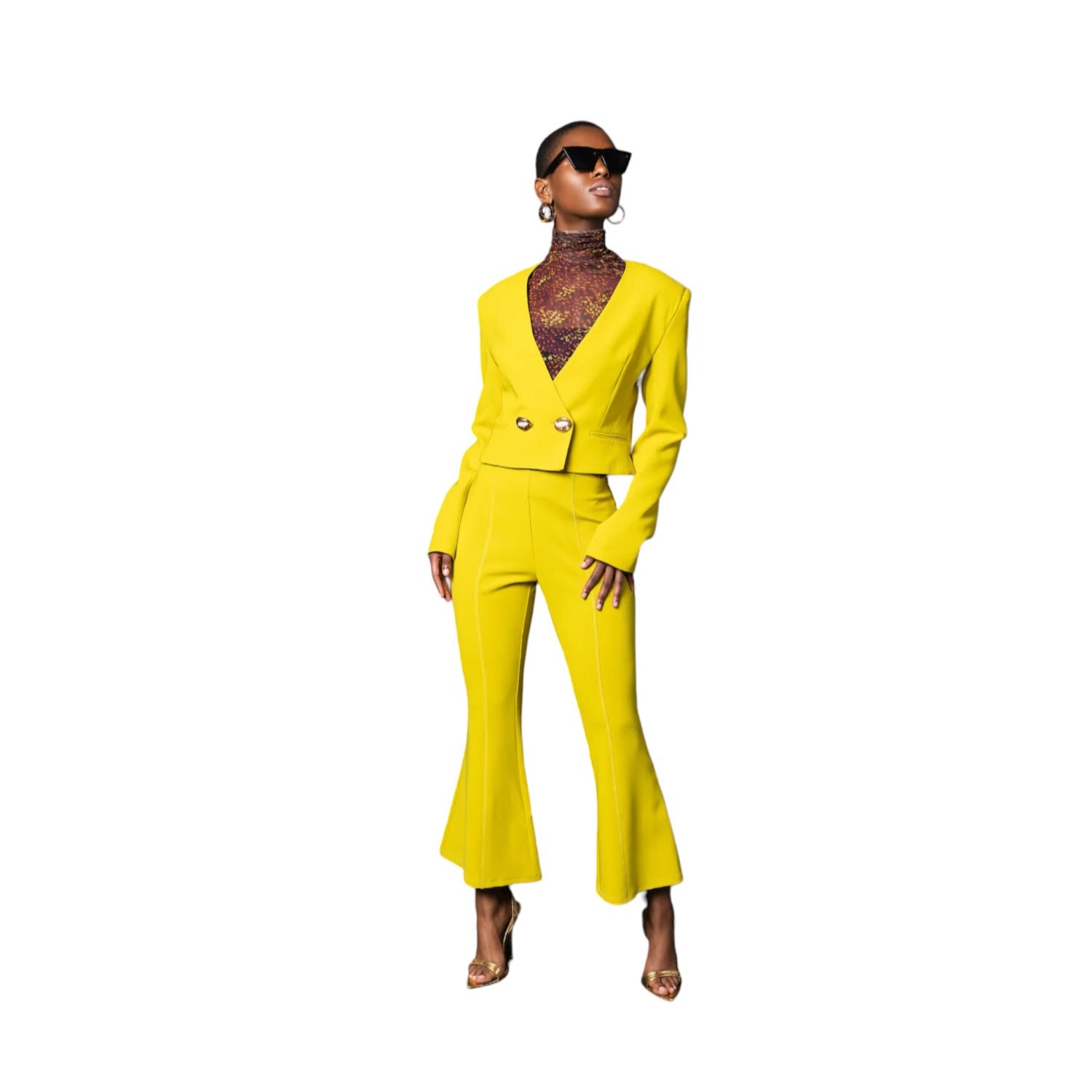 Women’s Yellow / Orange Bell Crop Pant - Chartreuse Medium Undra Celeste New York