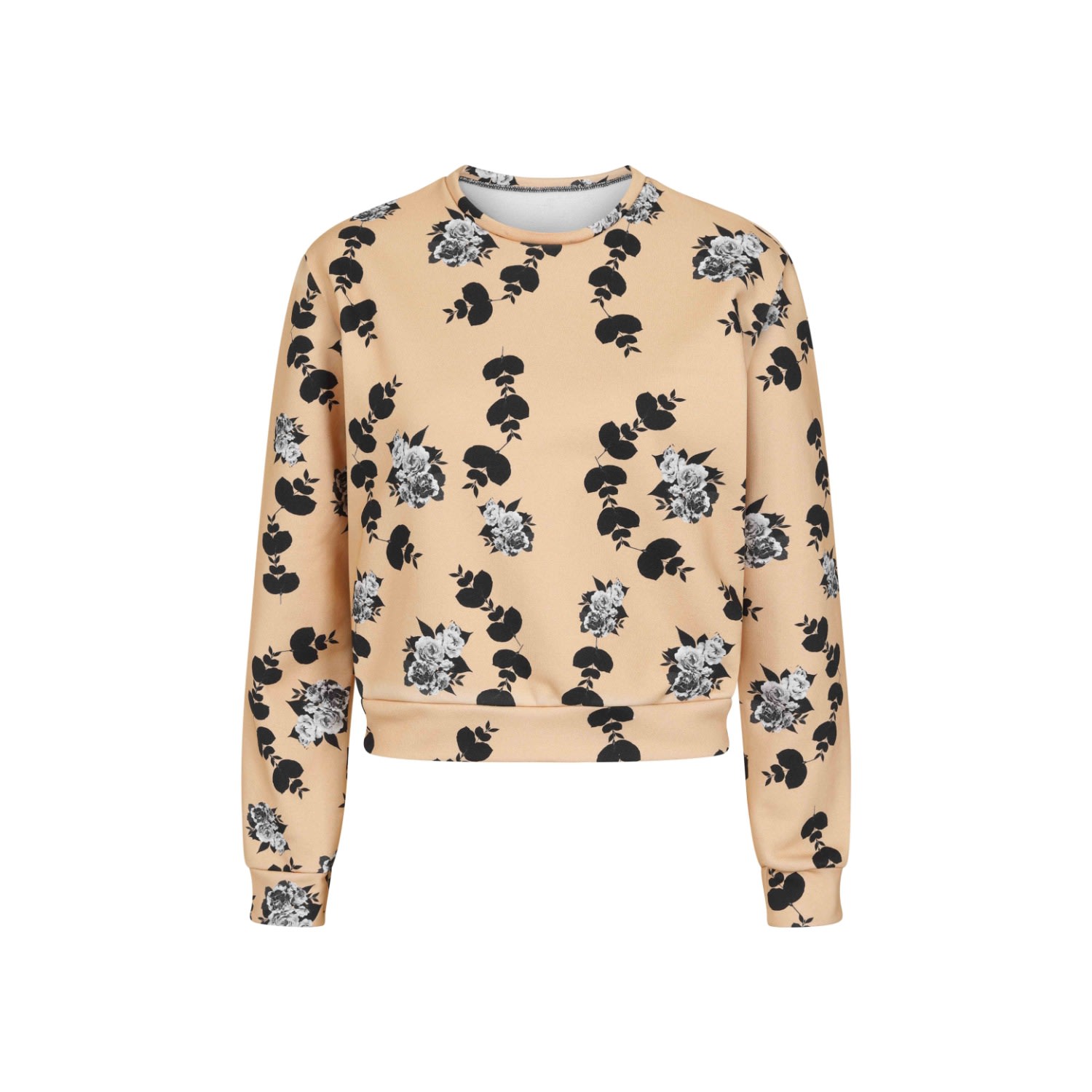 Women’s Neutrals Caramel Floral Cotton Crop Sweatshirt Extra Small Sophie Cameron Davies