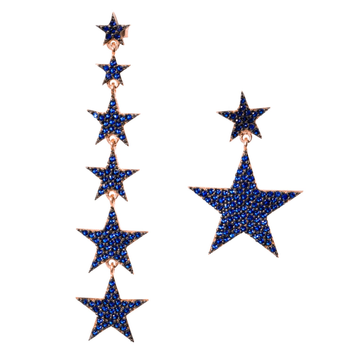 Women’s Blue / Gold Navi Silver Star Earrings With Cubic Zirconia Pia & Co.