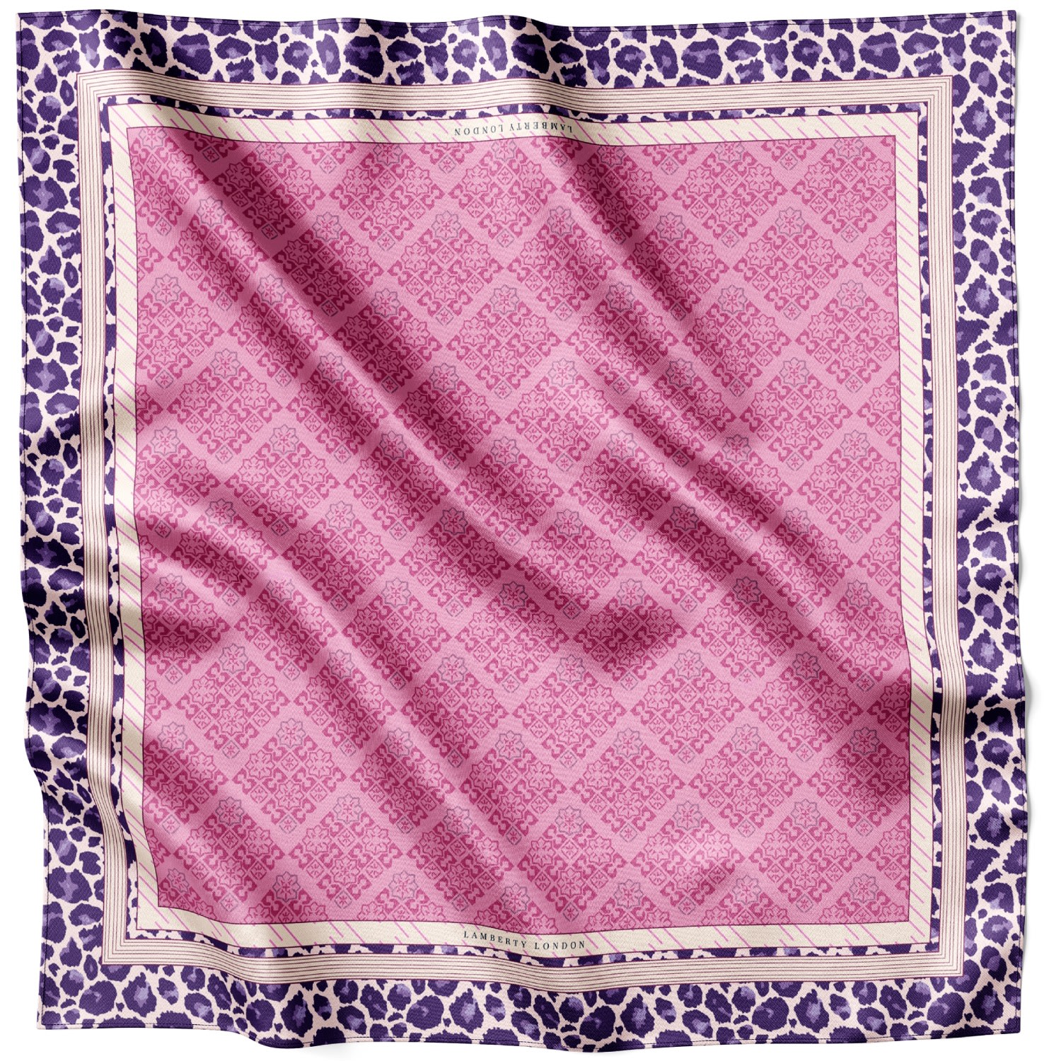 Women’s Pink / Purple Tibetan Tranquility Maxi Silk Twill Scarf Katchmagic London X Lamberty Munich