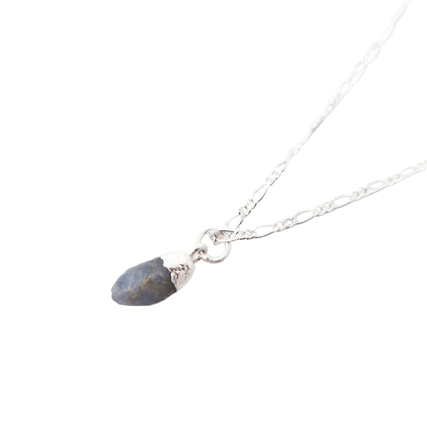 Women’s Silver / Blue Sterling Silver Raw Blue Sapphire September Birthstone Crystal Necklace Harfi