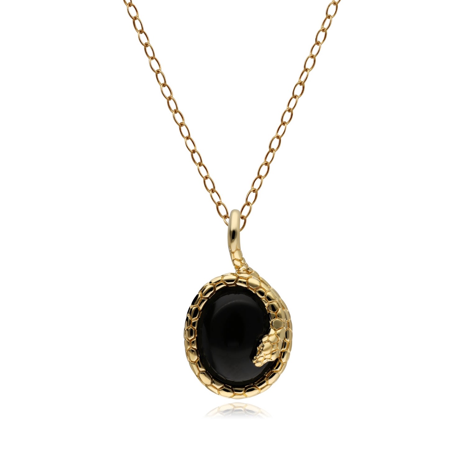 Women’s Black Ecfew Oval Onyx Snake Pendant Gemondo