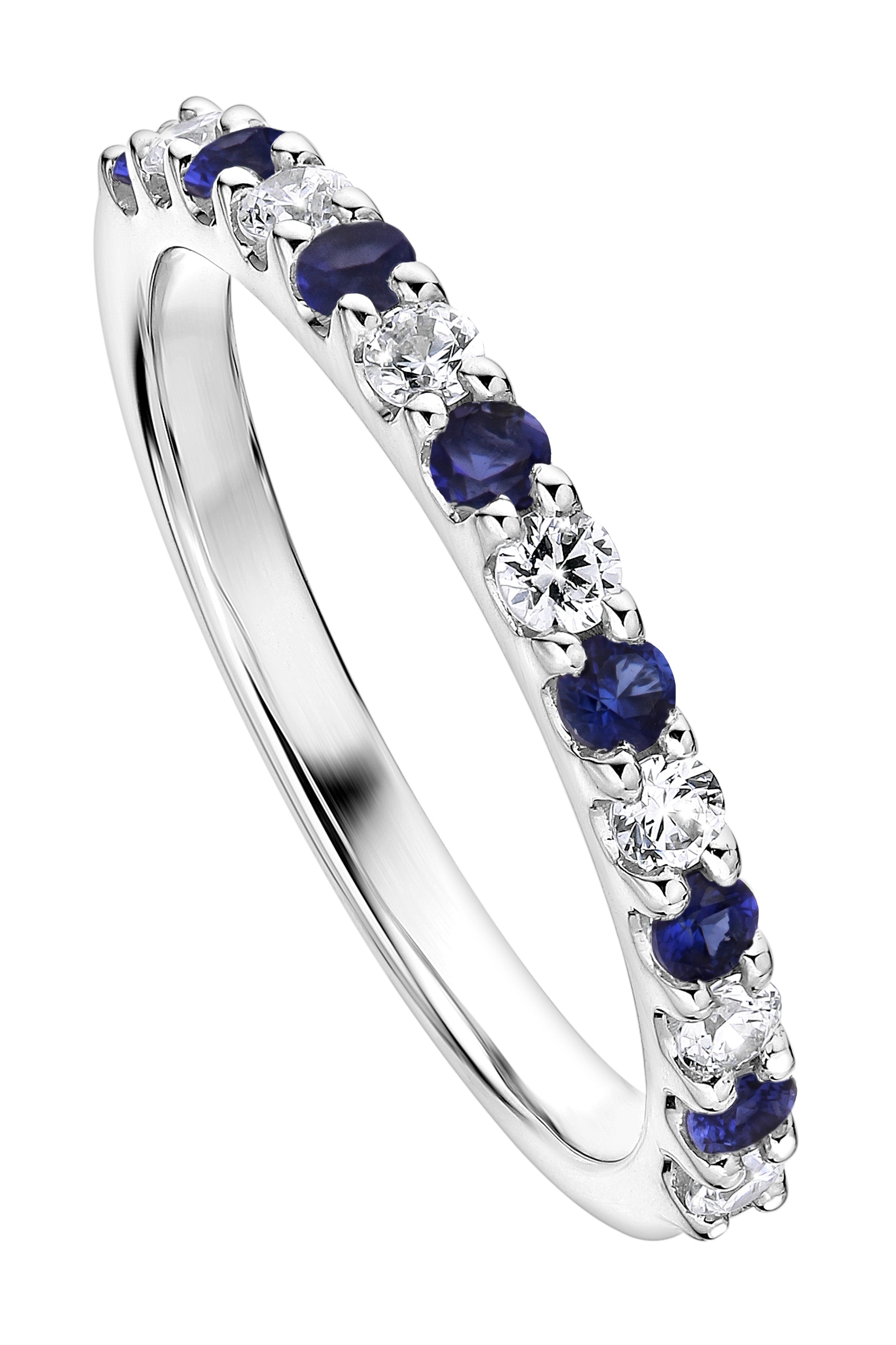 Women’s Blue / Silver Odette White Gold Lab Grown Diamond & Created Sapphire Eternity Ring Created Brilliance