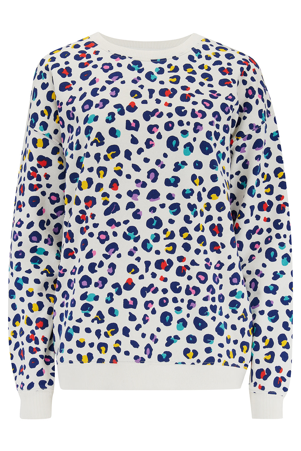 Women’s Noah Sweatshirt White, Rainbow Leopard Extra Small Sugarhill Brighton