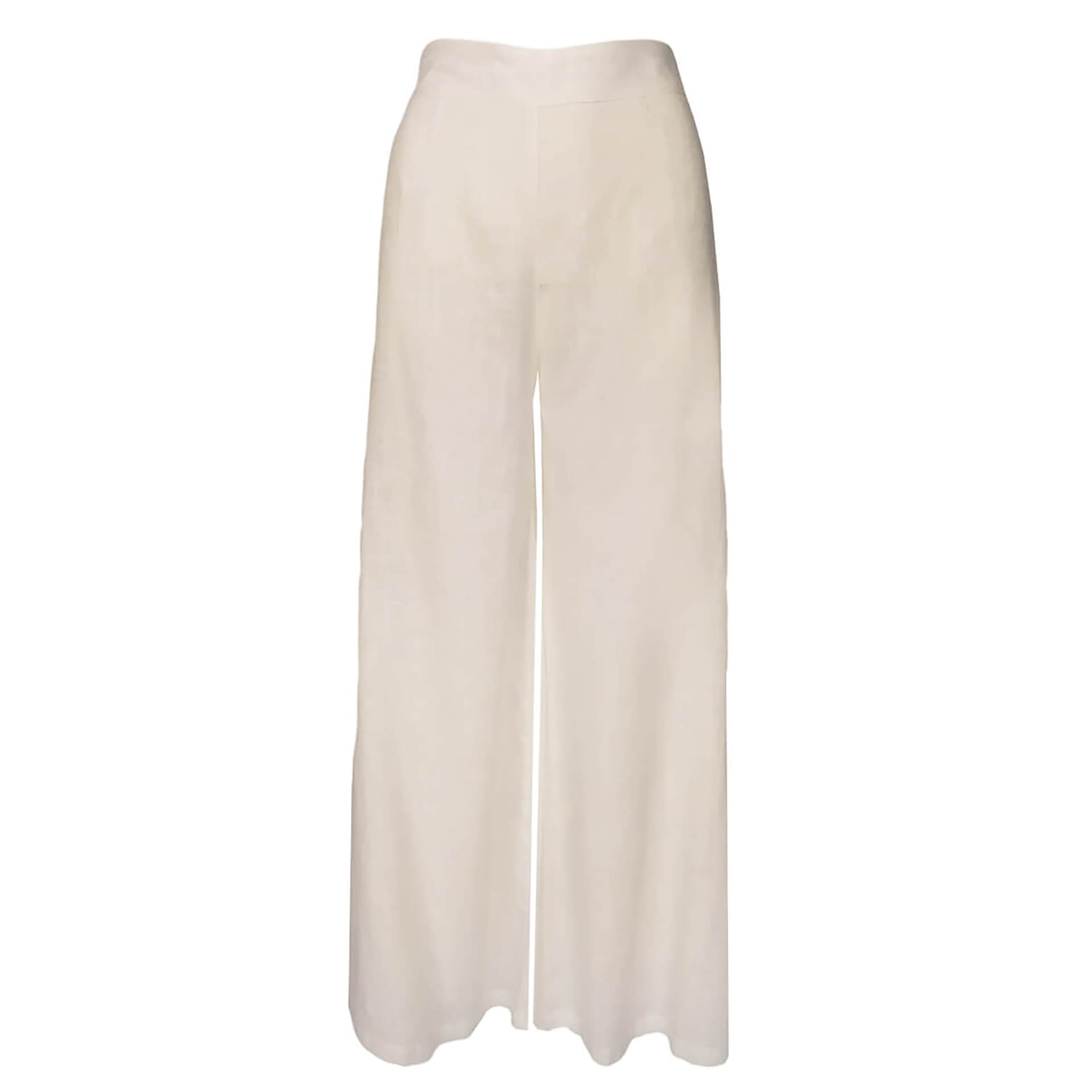 Women’s Solid Linen Blend Bell Bottom Pants - Off White Extra Small Haris Cotton