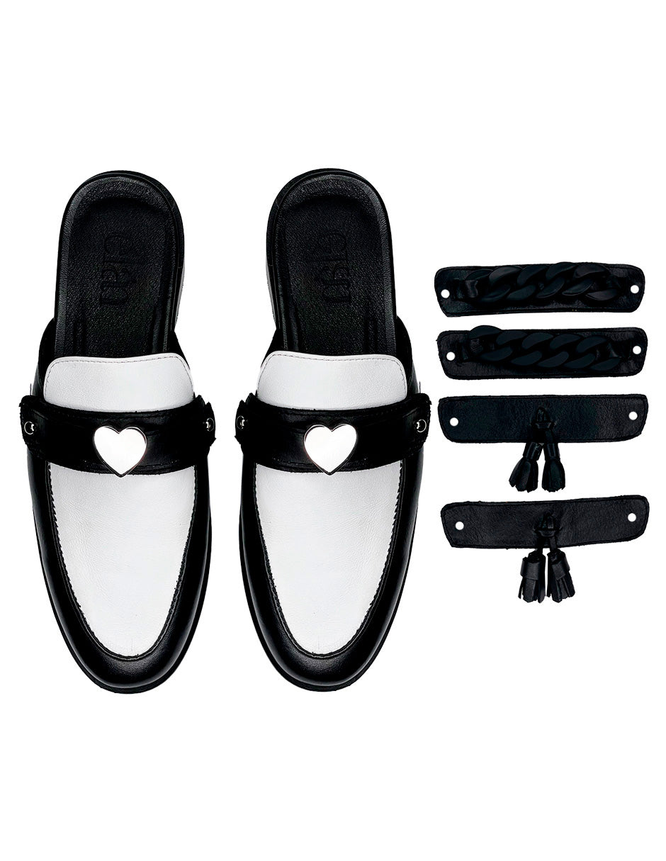 Women’s Black / White The Valentina Leather Mules- Three In One- Black & White 4 Uk Elán Choose Your Way