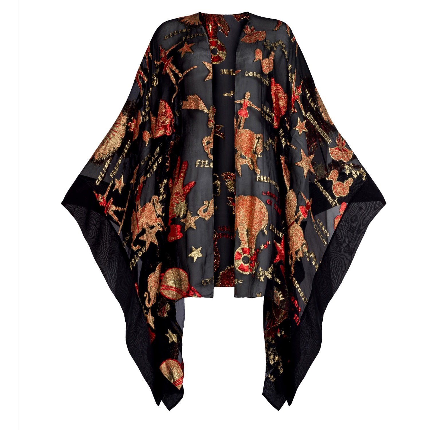 Women’s Black Circus Silk Cape One Size Geegee Collection