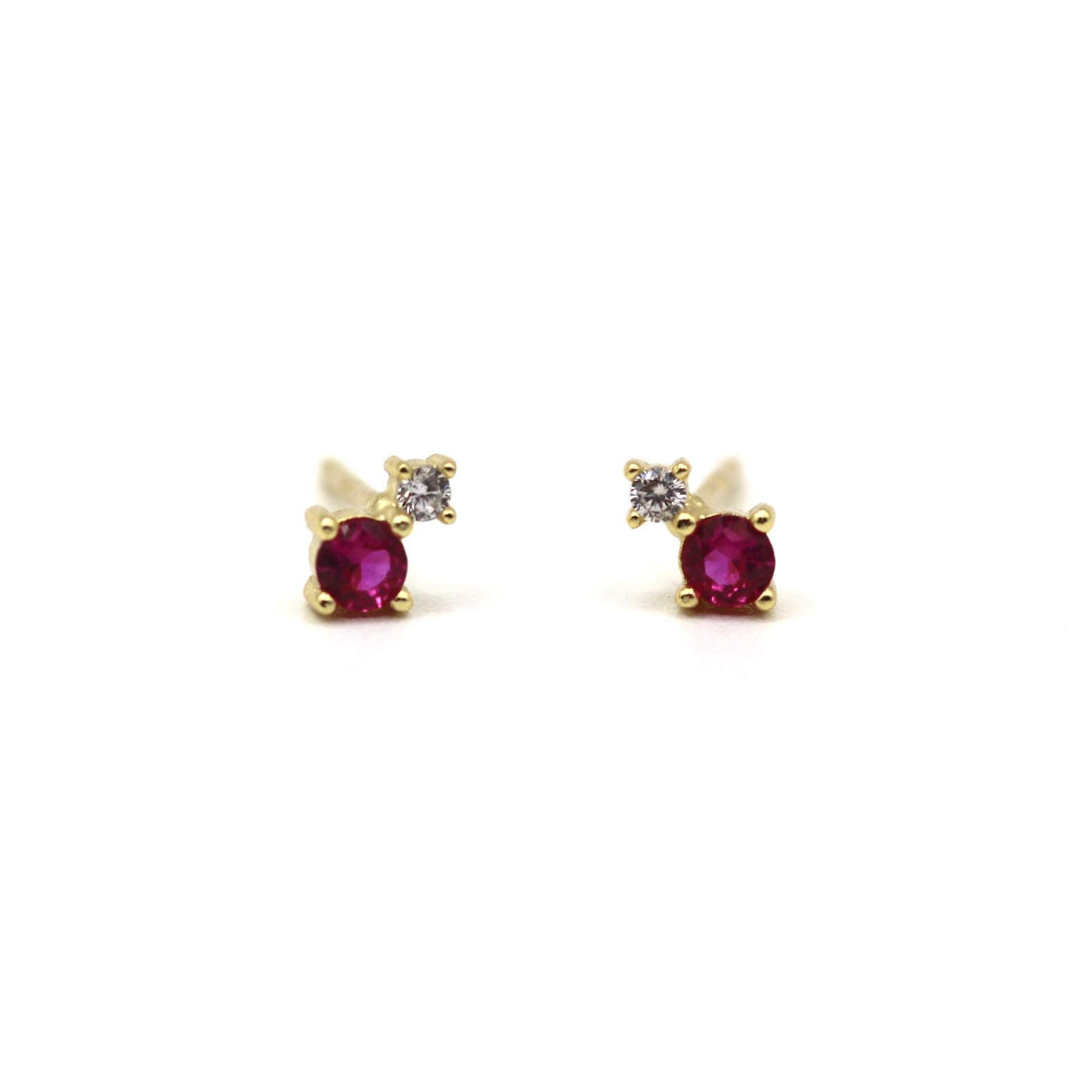 Women’s Natural Diamond And Ruby Yellow Gold Earrings Vicstonenyc Fine Jewelry