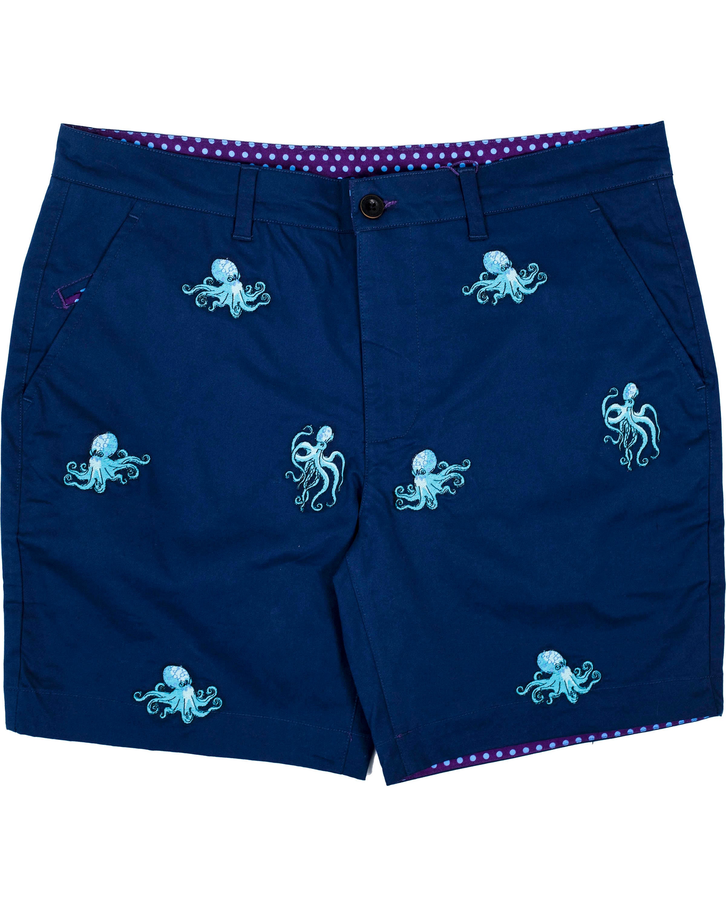 Men’s Green / Blue Edward Octopus Embroidery Shorts - Blue 30" Lords of Harlech