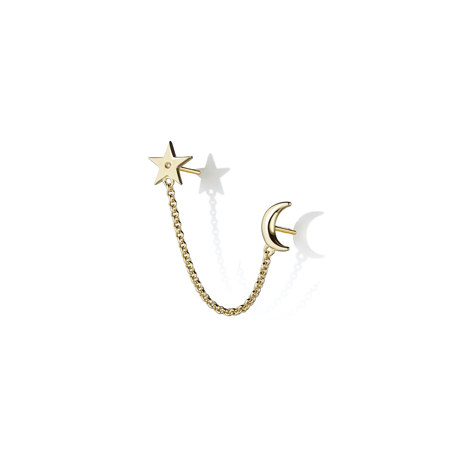 Women’s Yellow Gold Vermeil & Diamond Celestial Earring Steff Jewellery