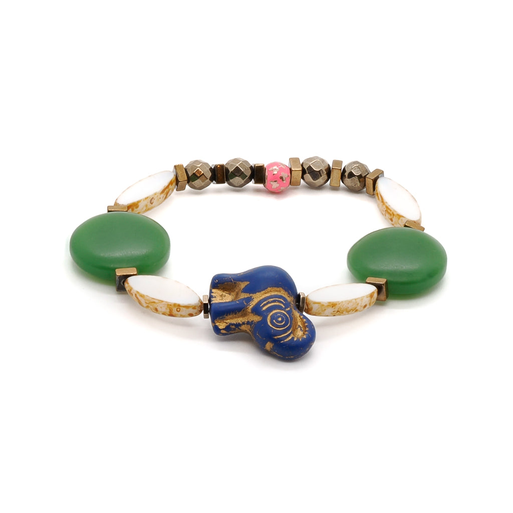Women’s White / Gold / Green Purple Elephant Bracelet Ebru Jewelry