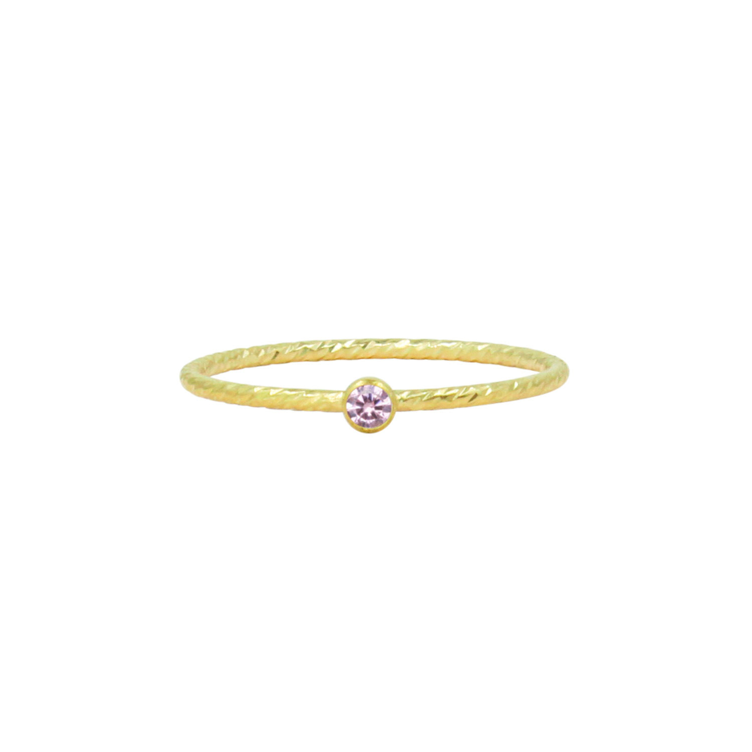 Women’s Gold Filled October Pink Tourmaline Birthstone Stacking Ring Lucky Eleven