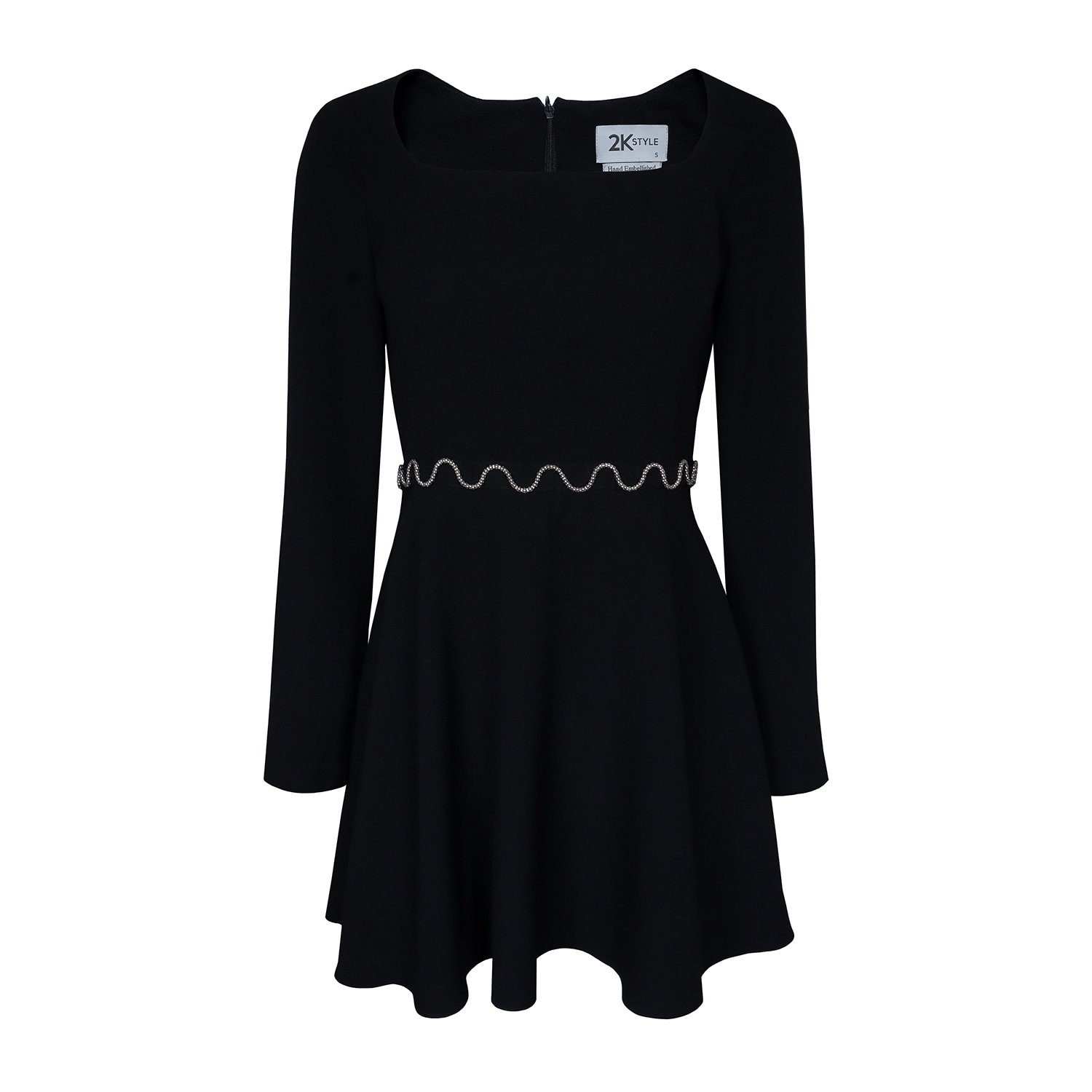 Women’s Brigitte Chain-Embellished Crepe Mini Dress - Black Medium 2Kstyle