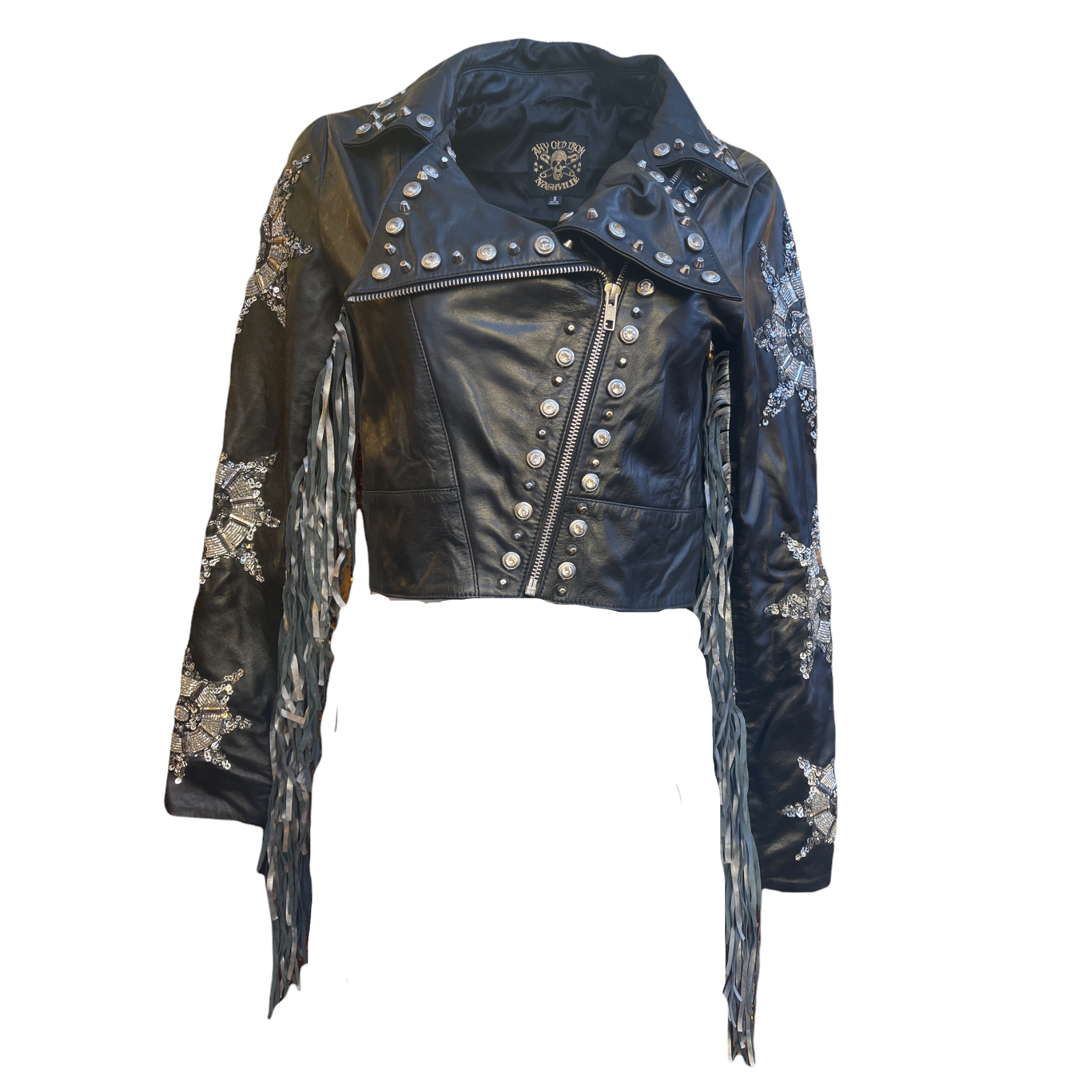 Women’s Black Any Old Iron Star Fringe Moto M