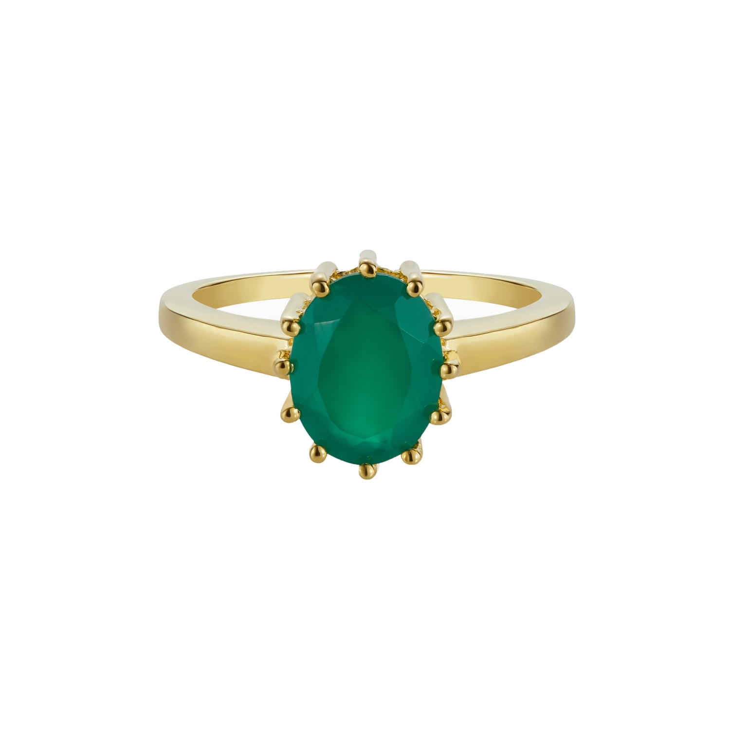 Women’s Gold / Green Green Onyx Ring With An Round Cut Venu J Collection