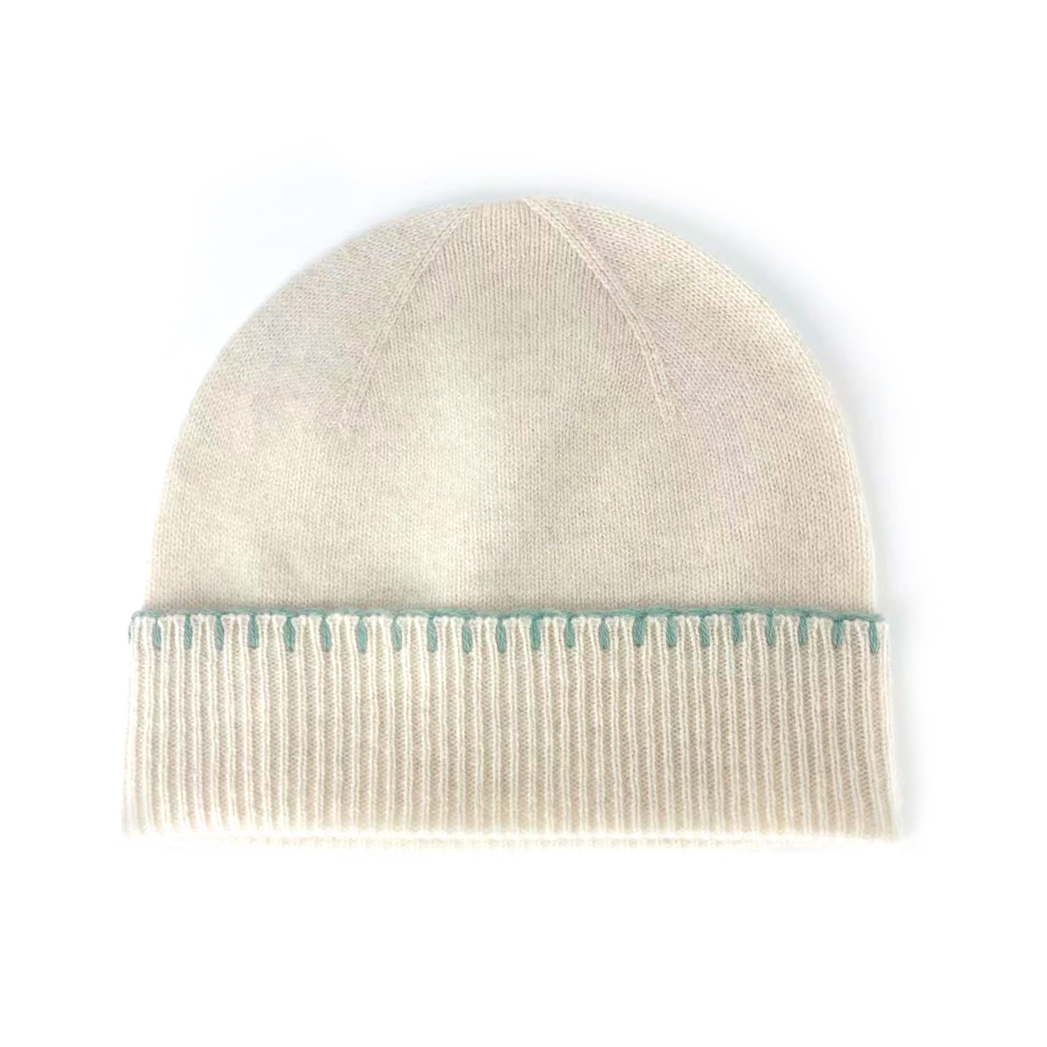 Women’s White Porto Cashmere Beanie With Contrast Embroidery One Size Cheeky Goats