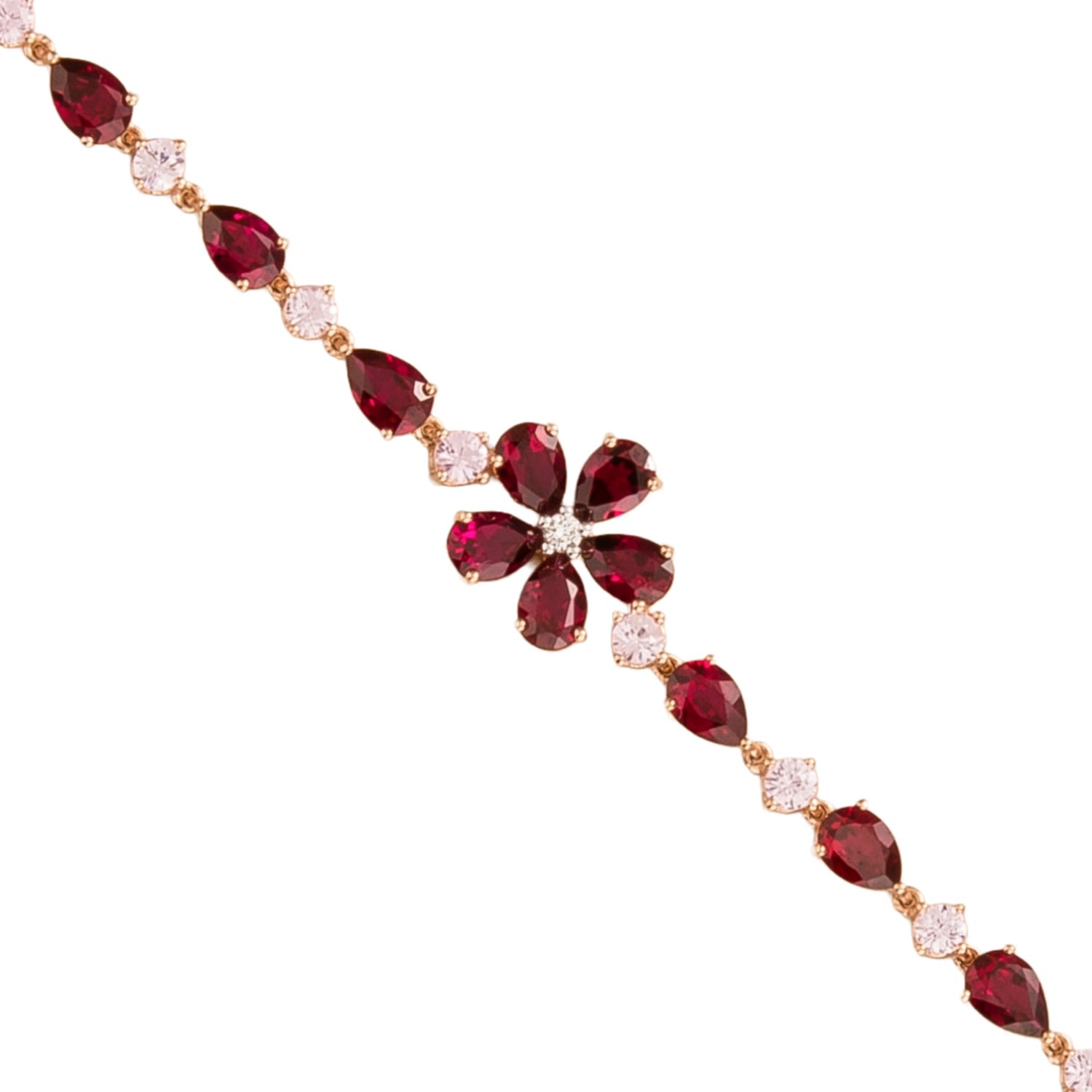 Women’s Red / Rose Gold / Pink Florea Rose Gold Bracelet Ruby, Pink Sapphire & Diamond Juvetti