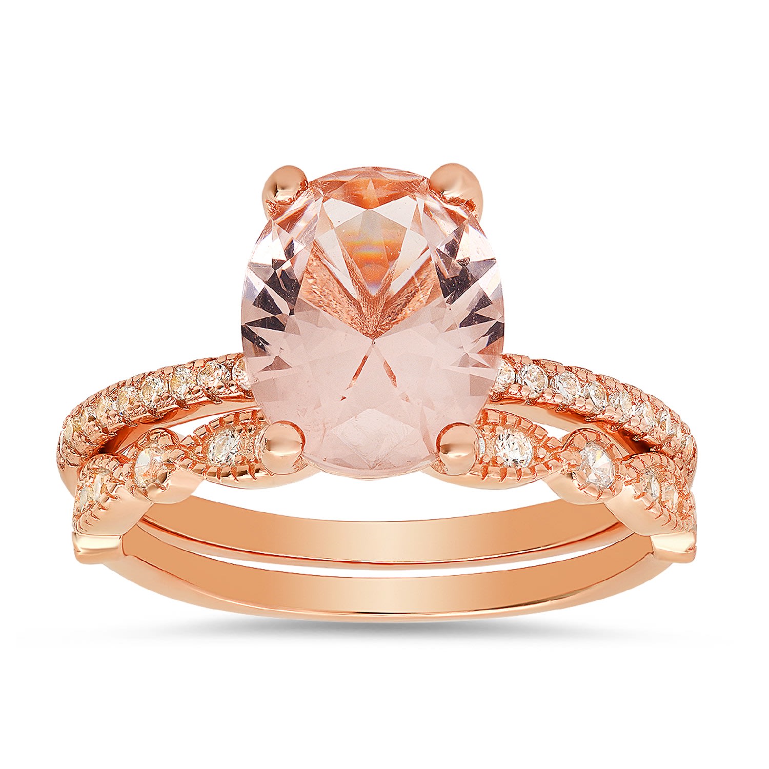 Women’s Rose Gold Morganite Stackable Ring Set Kylie Harper